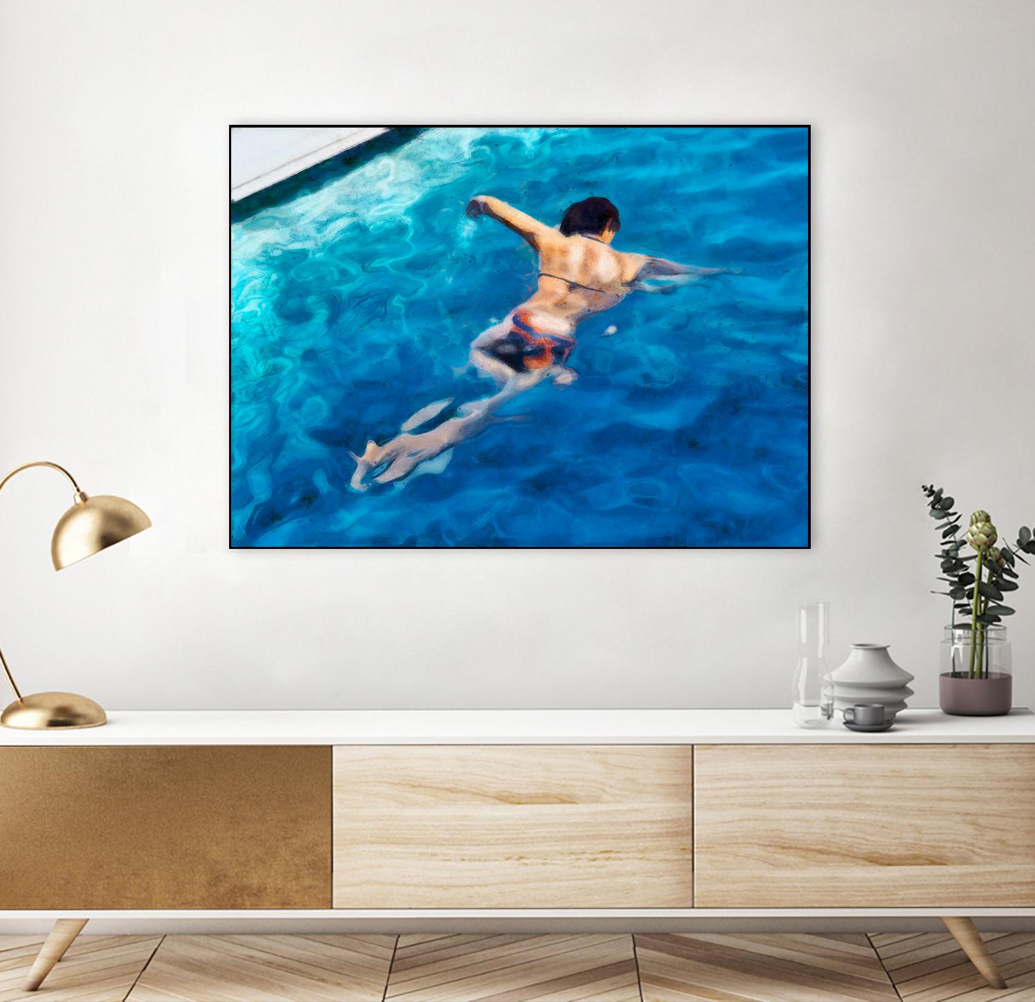 Morning Swimming II by Alonzo Saunders on GIANT ART - orange coastal & tropical swimming