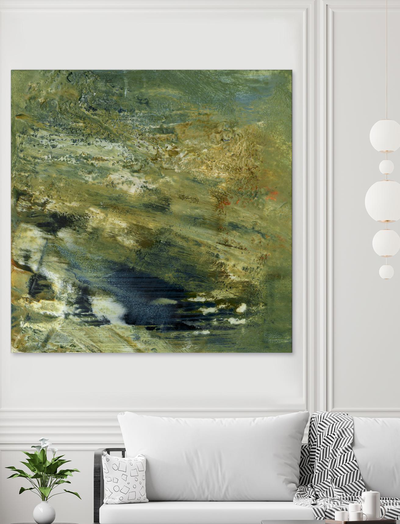 Encaustic Tile in Green VI by Sharon Gordon on GIANT ART - green abstract abstract