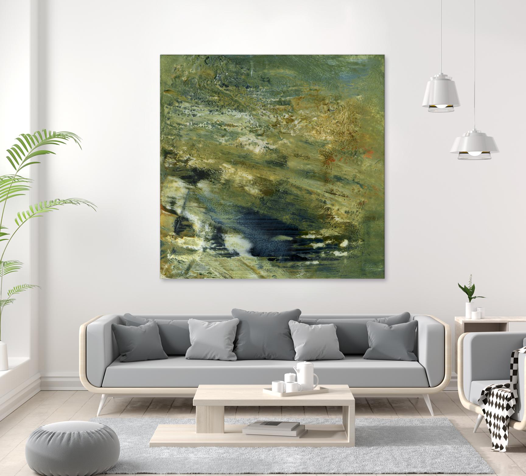 Encaustic Tile in Green VI by Sharon Gordon on GIANT ART - green abstract abstract