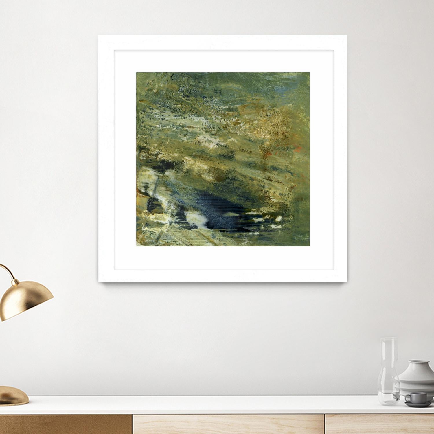 Encaustic Tile in Green VI by Sharon Gordon on GIANT ART - green abstract abstract