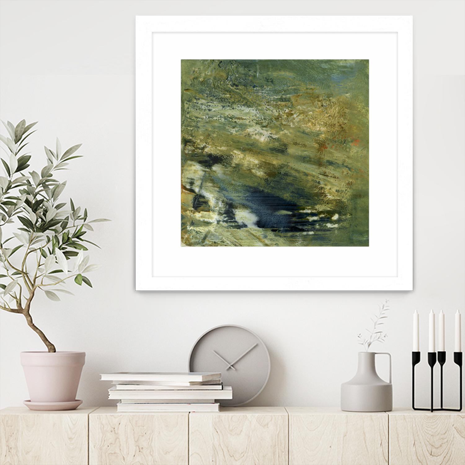 Encaustic Tile in Green VI by Sharon Gordon on GIANT ART - green abstract abstract