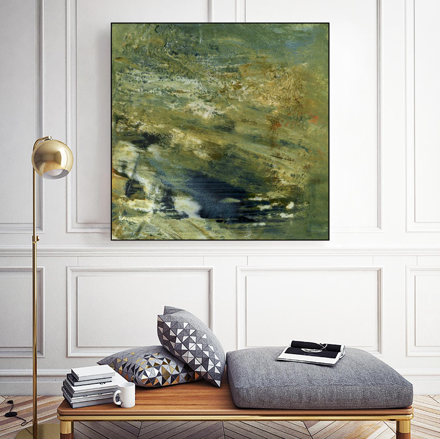 Encaustic Tile in Green VI by Sharon Gordon on GIANT ART - green abstract abstract