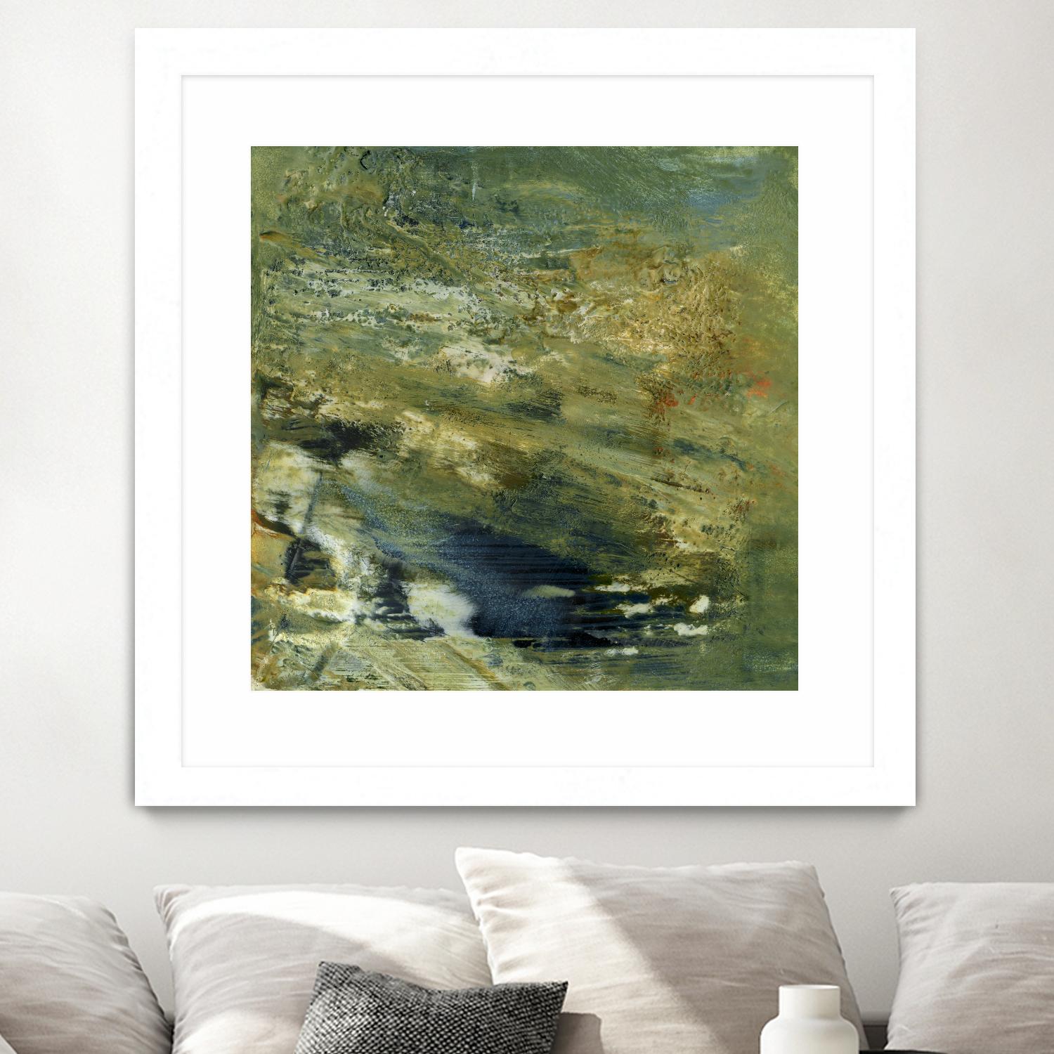 Encaustic Tile in Green VI by Sharon Gordon on GIANT ART - green abstract abstract