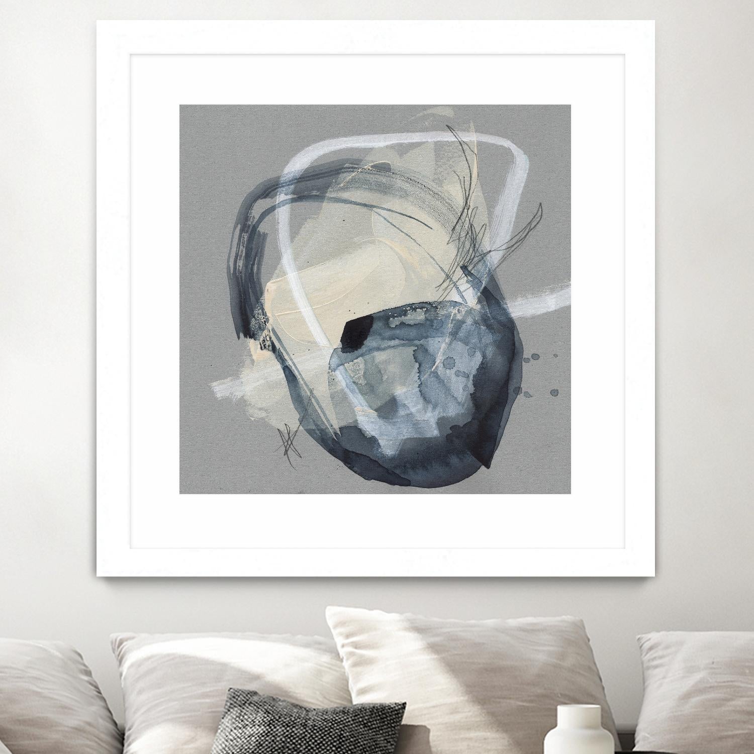 Tandem Loops I by Jennifer Goldberger on GIANT ART - beige watercolour abstract