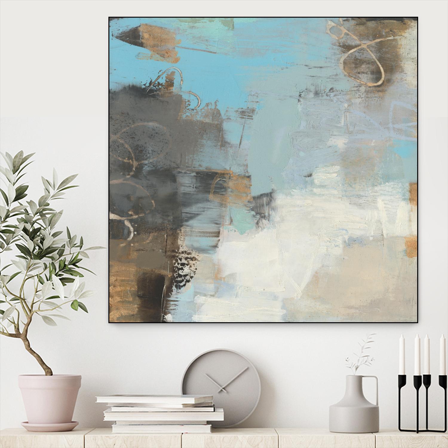 Printed Thither II by Sue Jachimiec on GIANT ART - gold abstract