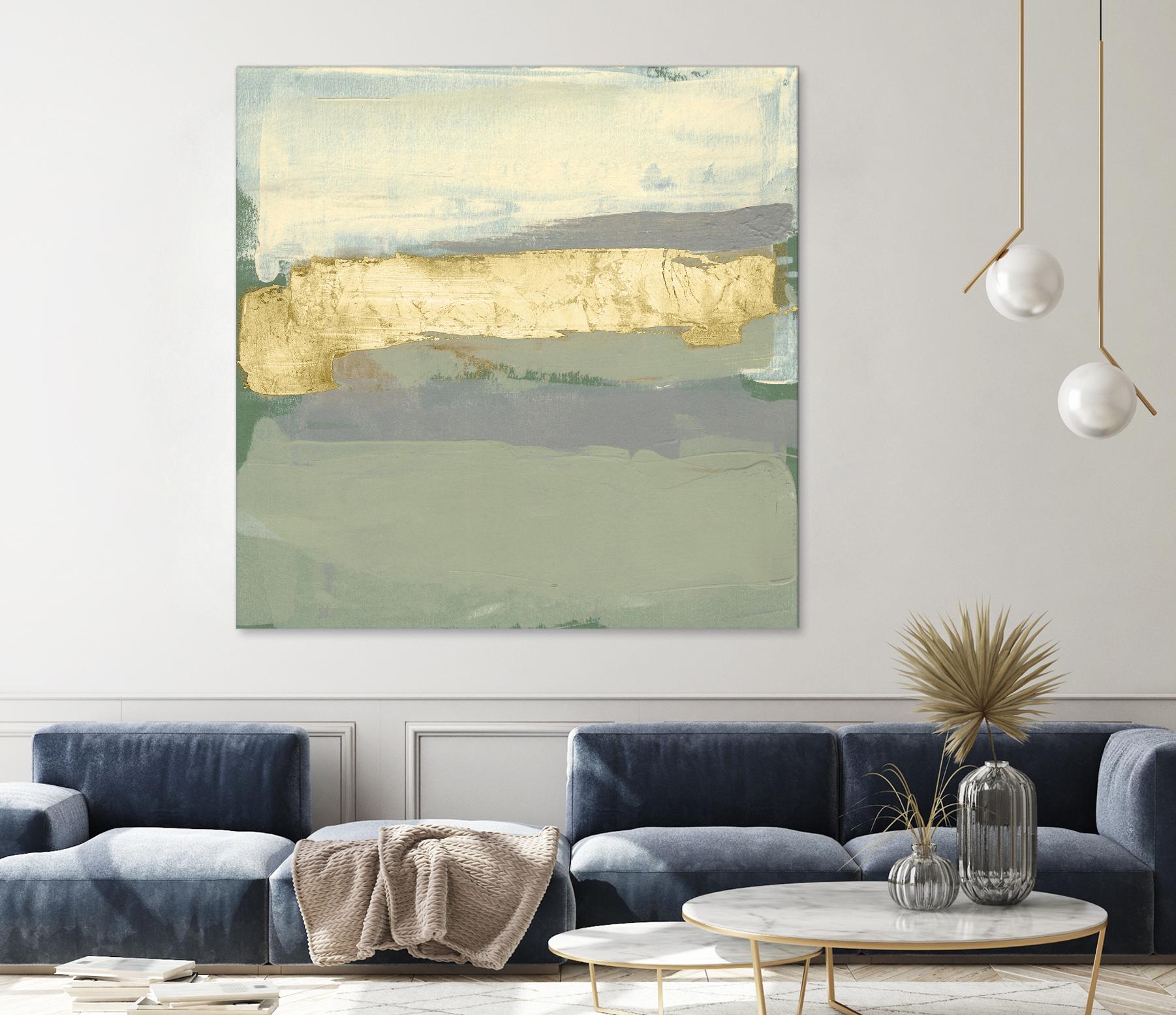 Sage & Gold Swipe I by Jennifer Goldberger on GIANT ART - gold abstract abstract
