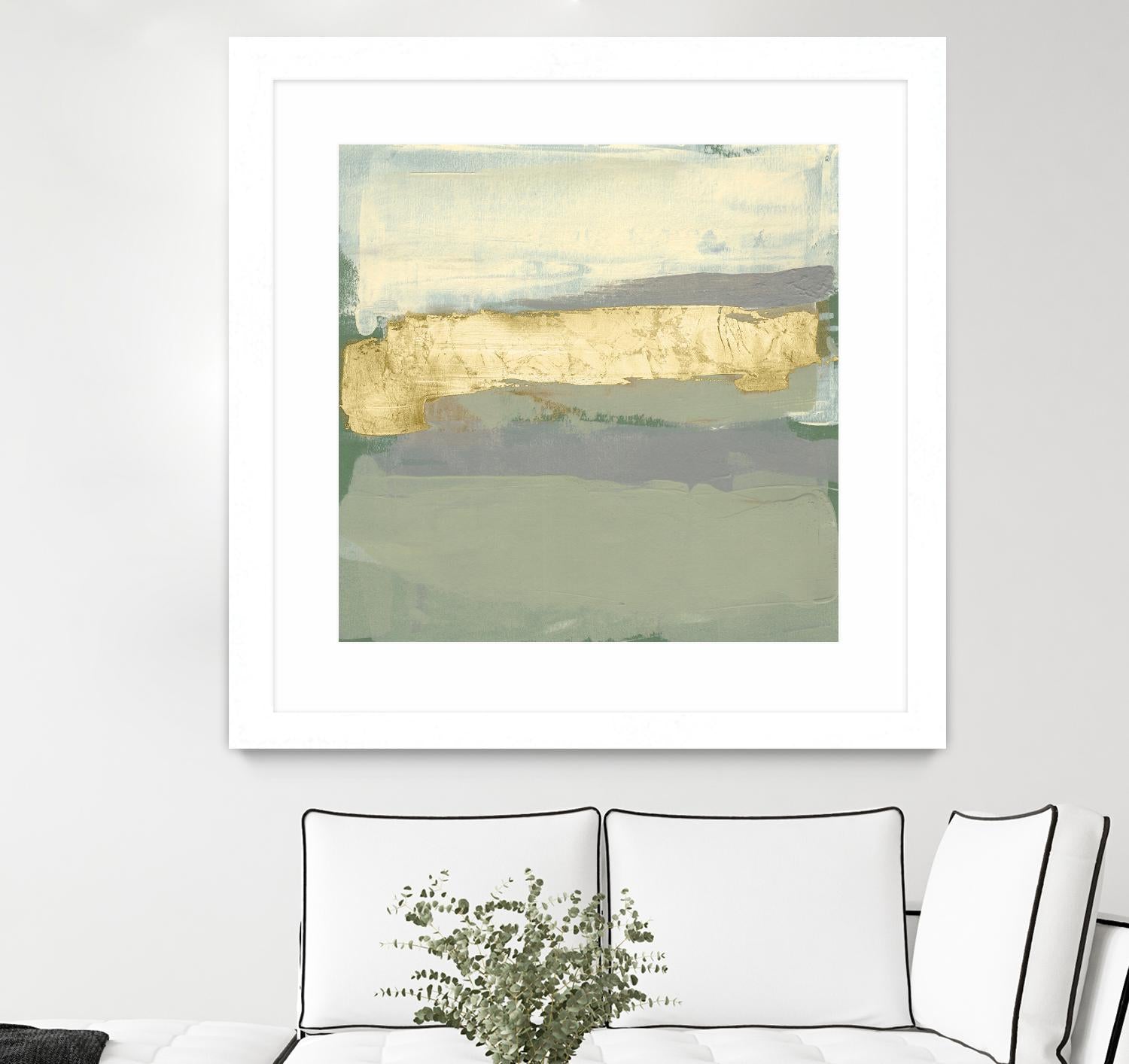 Sage & Gold Swipe I by Jennifer Goldberger on GIANT ART - gold abstract abstract