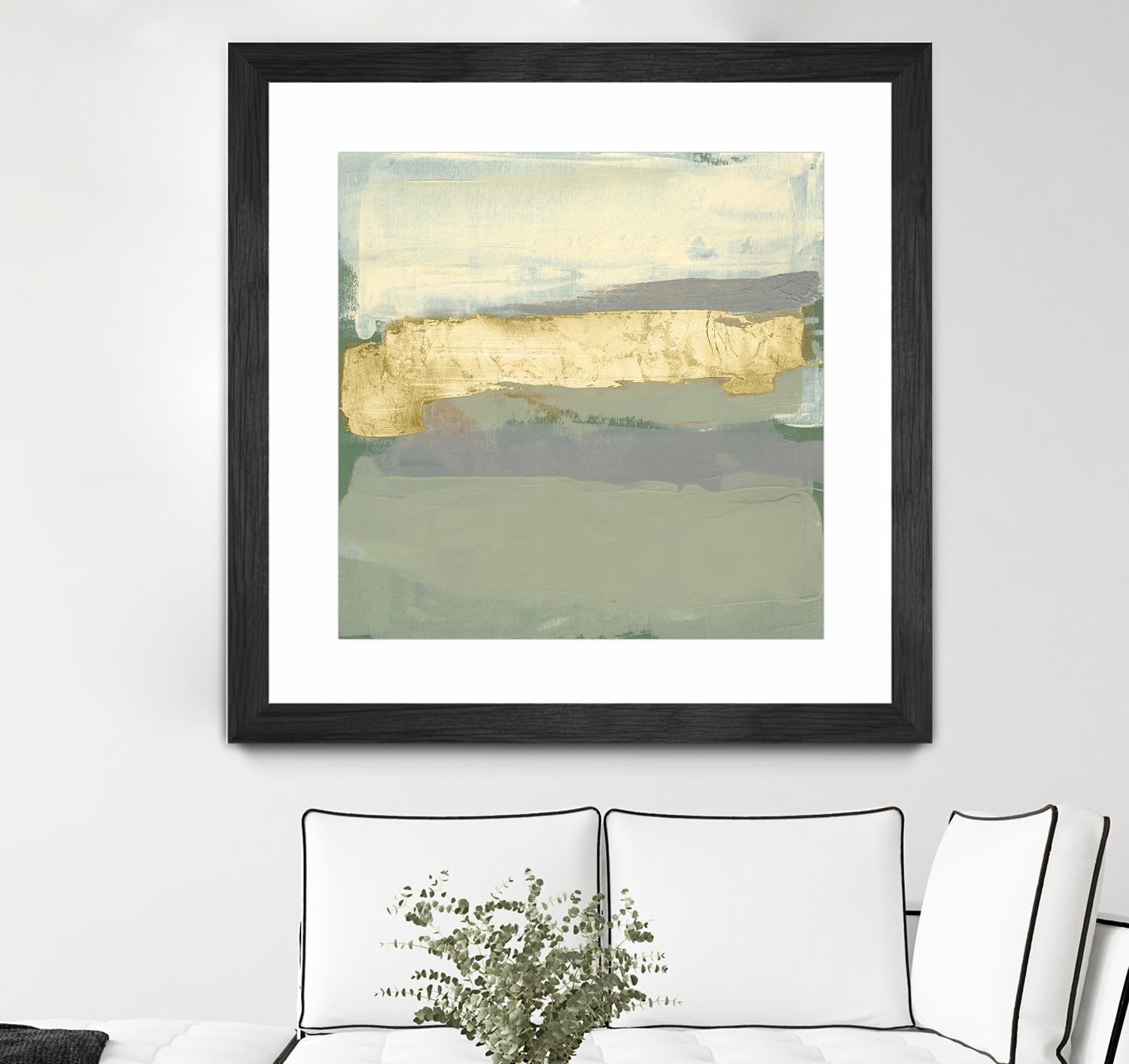 Sage & Gold Swipe I by Jennifer Goldberger on GIANT ART - gold abstract abstract