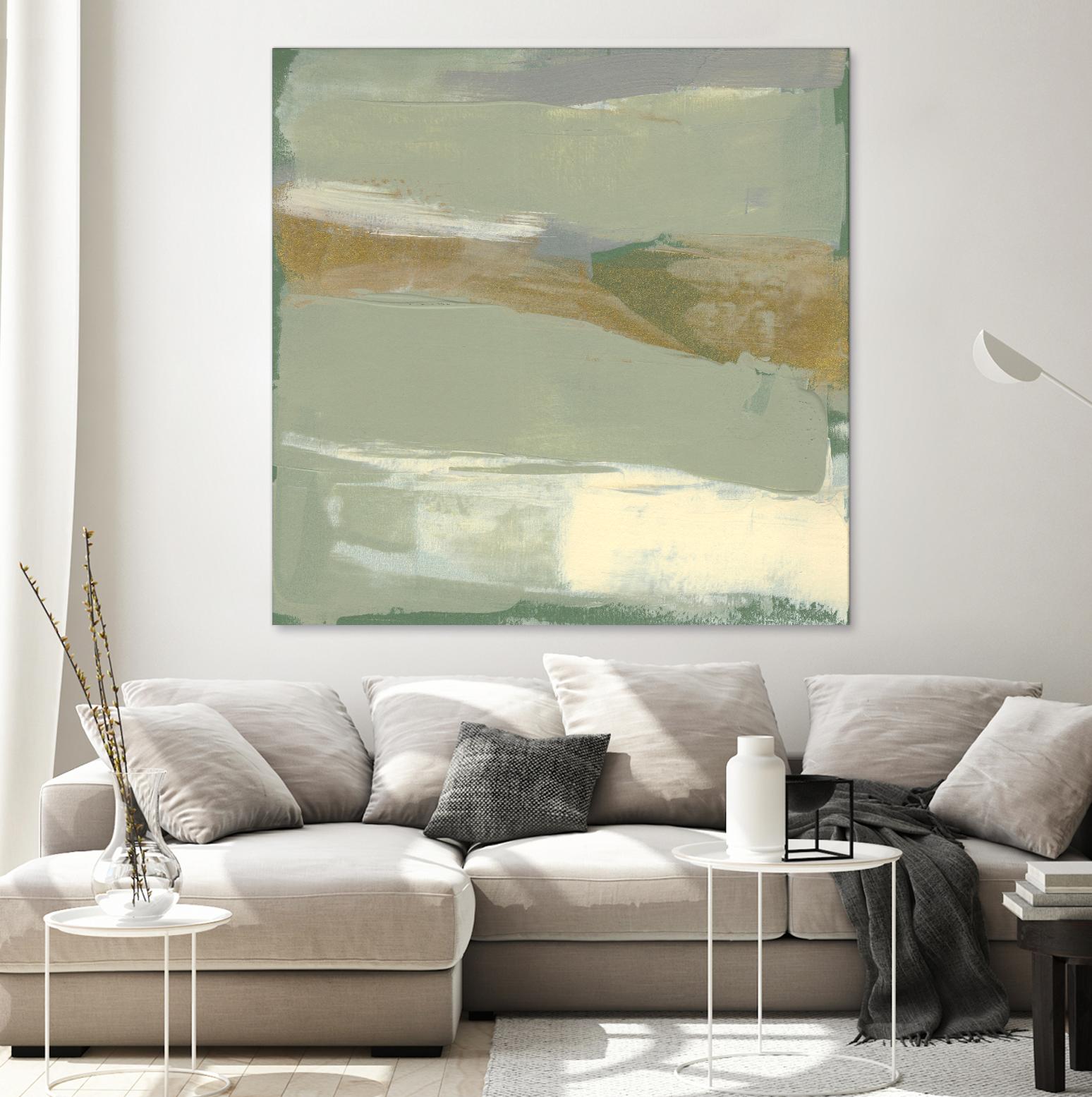 Sage & Gold Swipe III by Jennifer Goldberger on GIANT ART - green abstract abstract