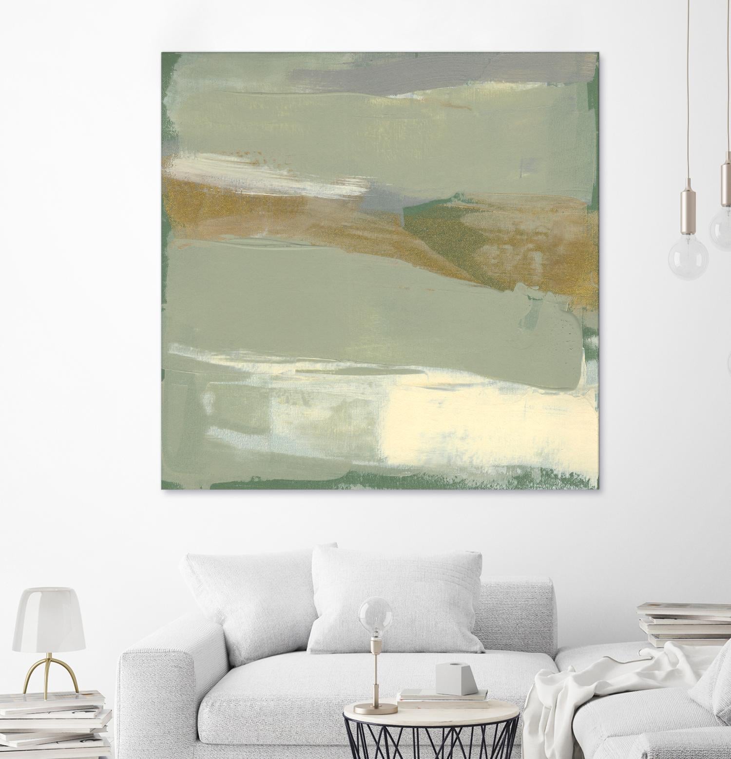 Sage & Gold Swipe III by Jennifer Goldberger on GIANT ART - green abstract abstract