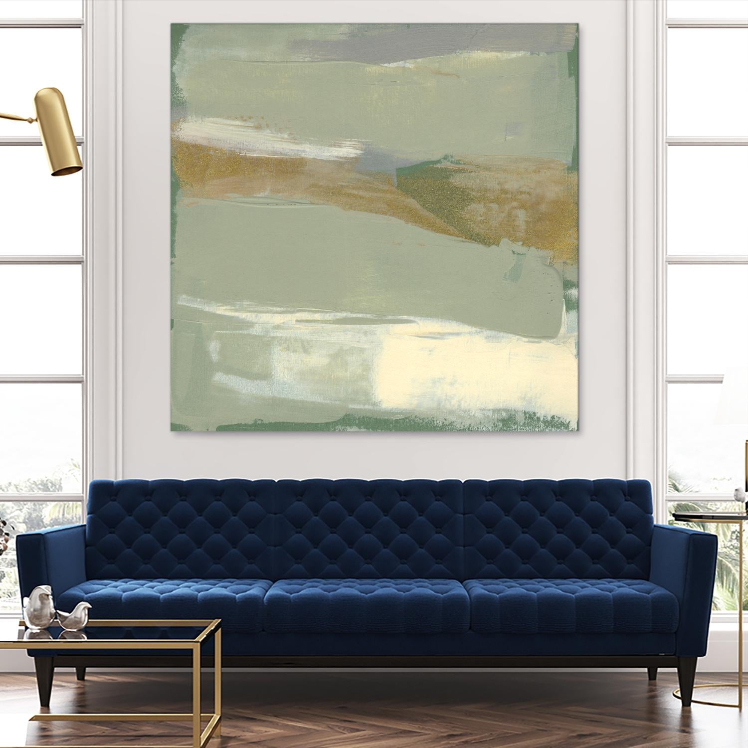 Sage & Gold Swipe III by Jennifer Goldberger on GIANT ART - green abstract abstract