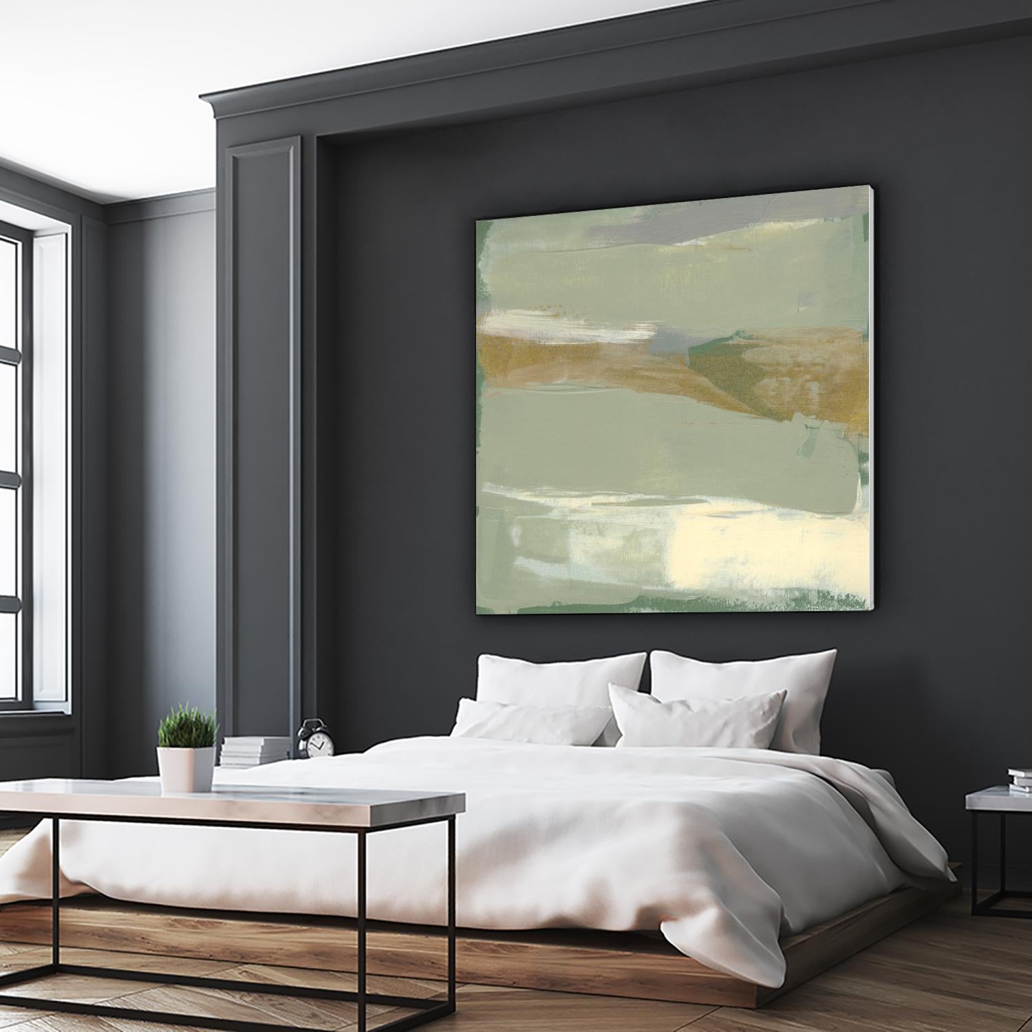 Sage & Gold Swipe III by Jennifer Goldberger on GIANT ART - green abstract abstract