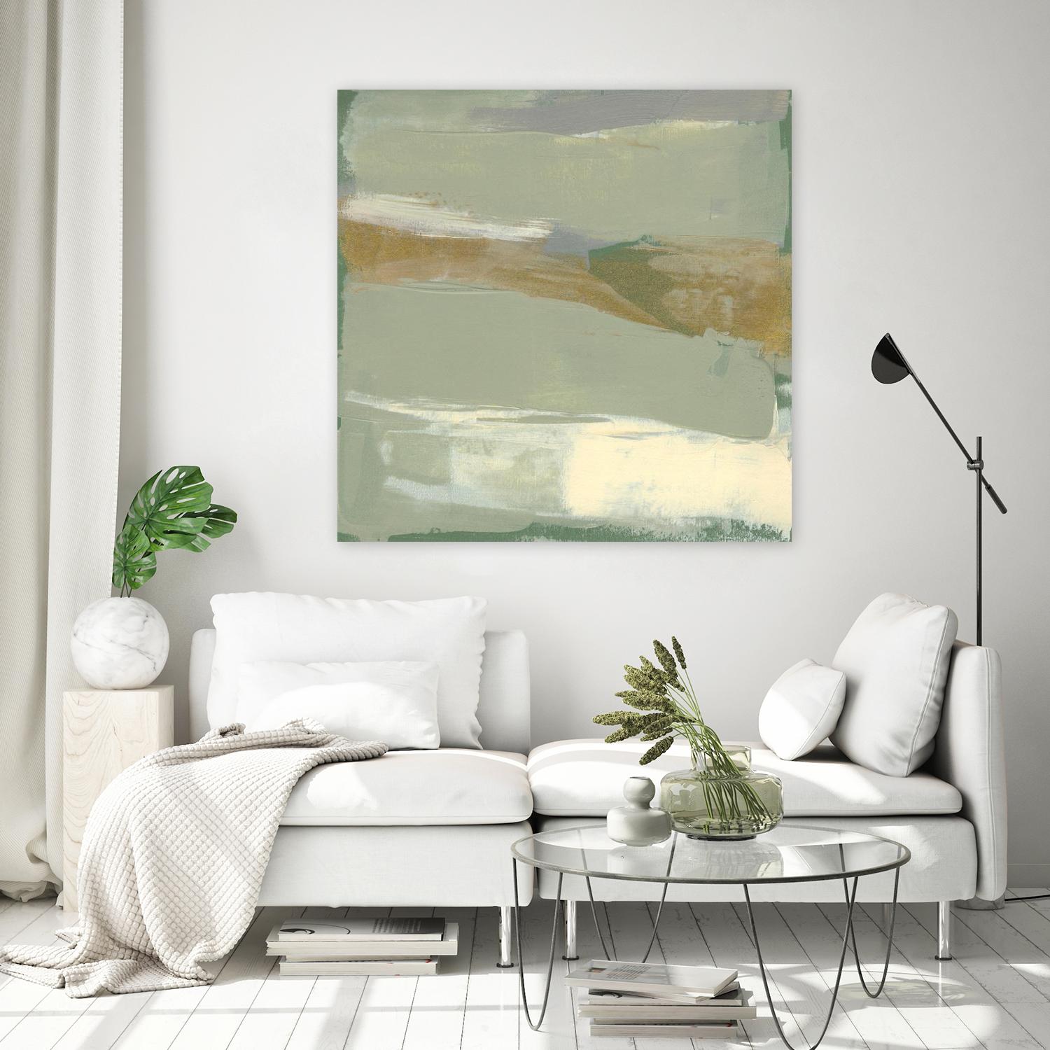 Sage & Gold Swipe III by Jennifer Goldberger on GIANT ART - green abstract abstract