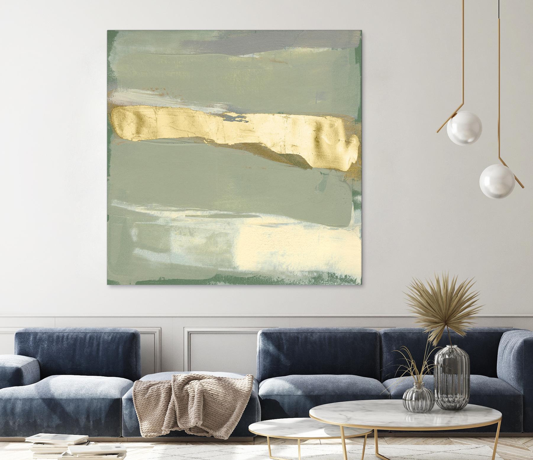 Sage & Gold Swipe III by Jennifer Goldberger on GIANT ART - gold abstract abstract
