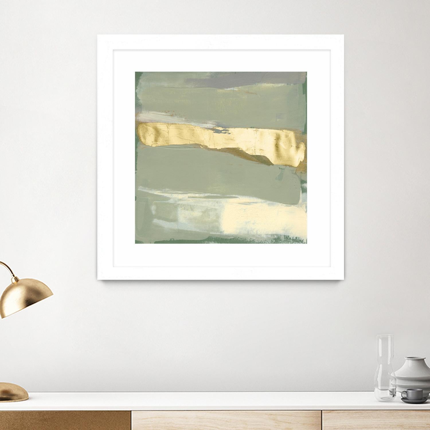 Sage & Gold Swipe III by Jennifer Goldberger on GIANT ART - gold abstract abstract