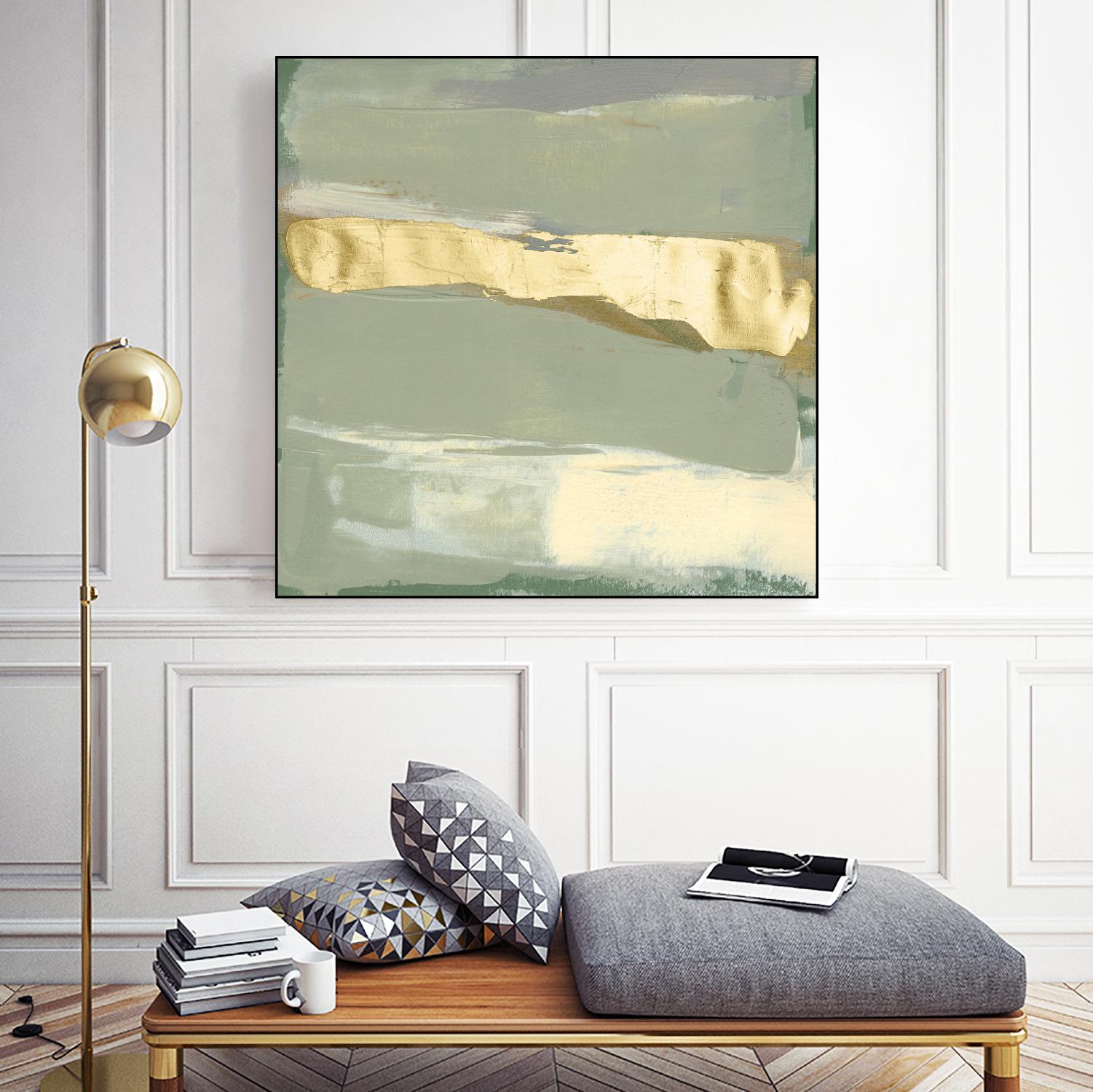 Sage & Gold Swipe III by Jennifer Goldberger on GIANT ART - gold abstract abstract