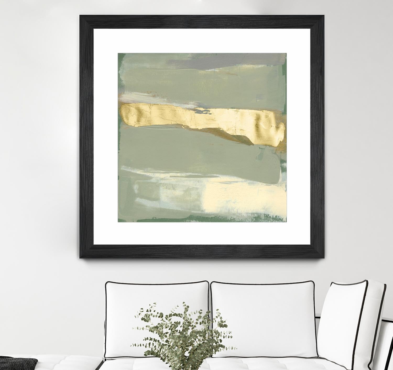 Sage & Gold Swipe III by Jennifer Goldberger on GIANT ART - gold abstract abstract