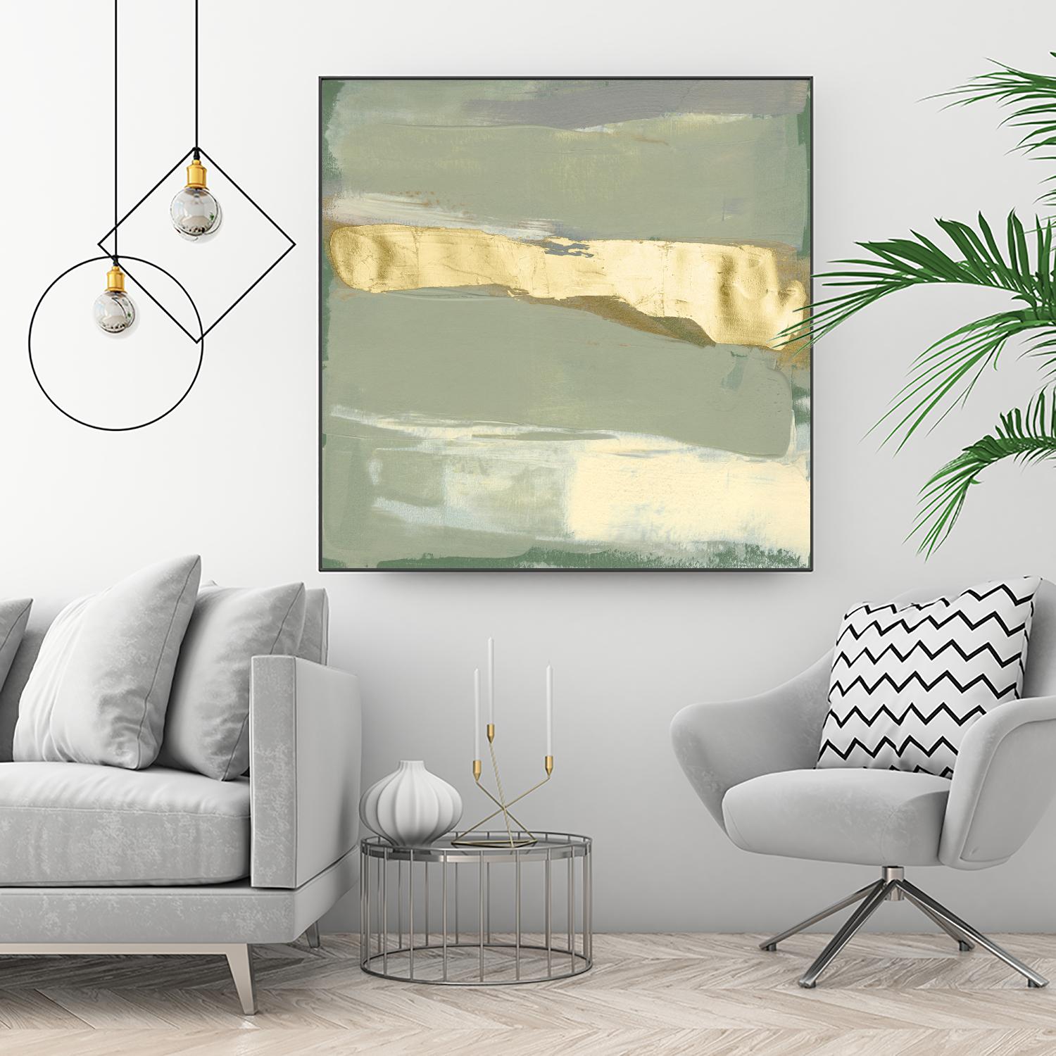Sage & Gold Swipe III by Jennifer Goldberger on GIANT ART - gold abstract abstract