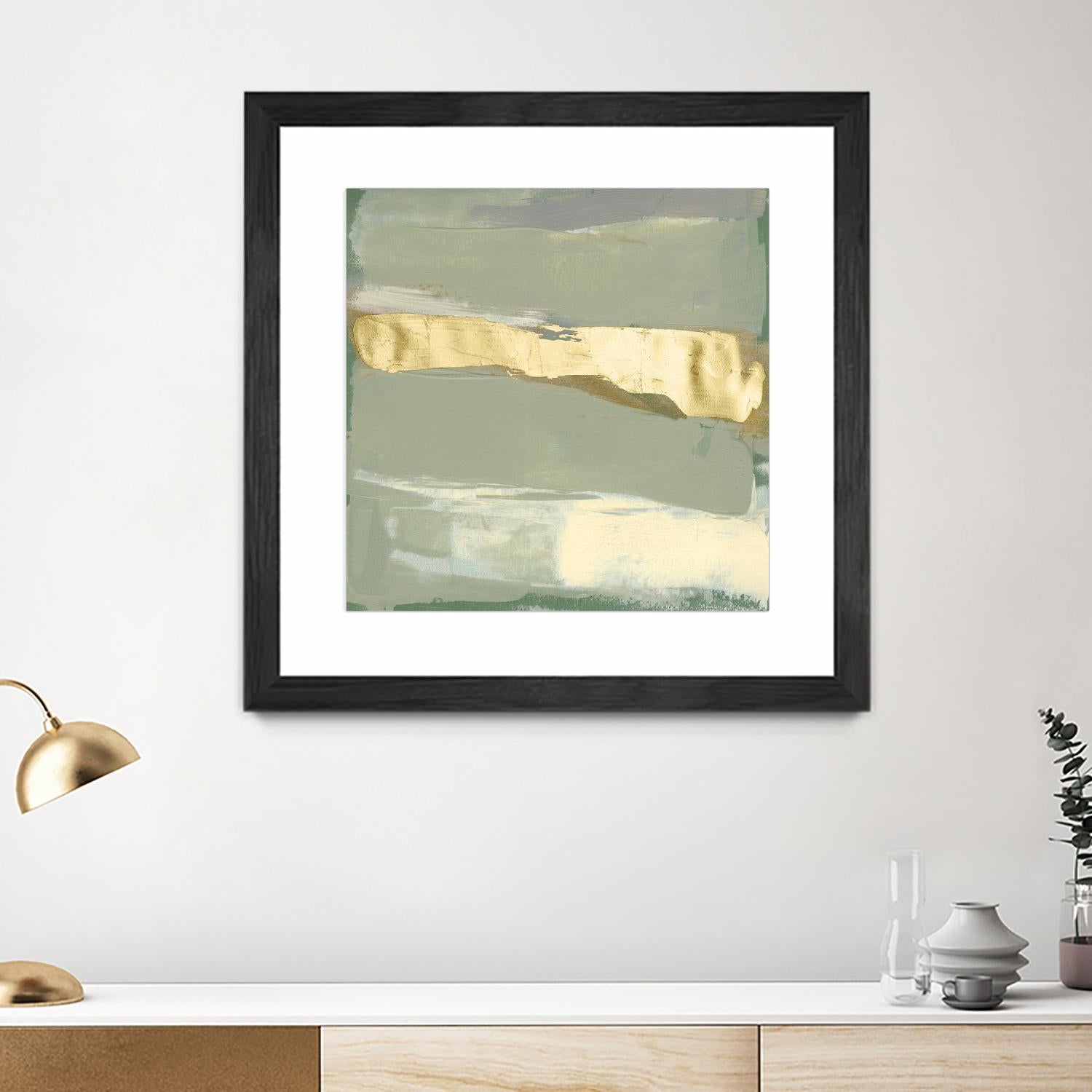 Sage & Gold Swipe III by Jennifer Goldberger on GIANT ART - gold abstract abstract