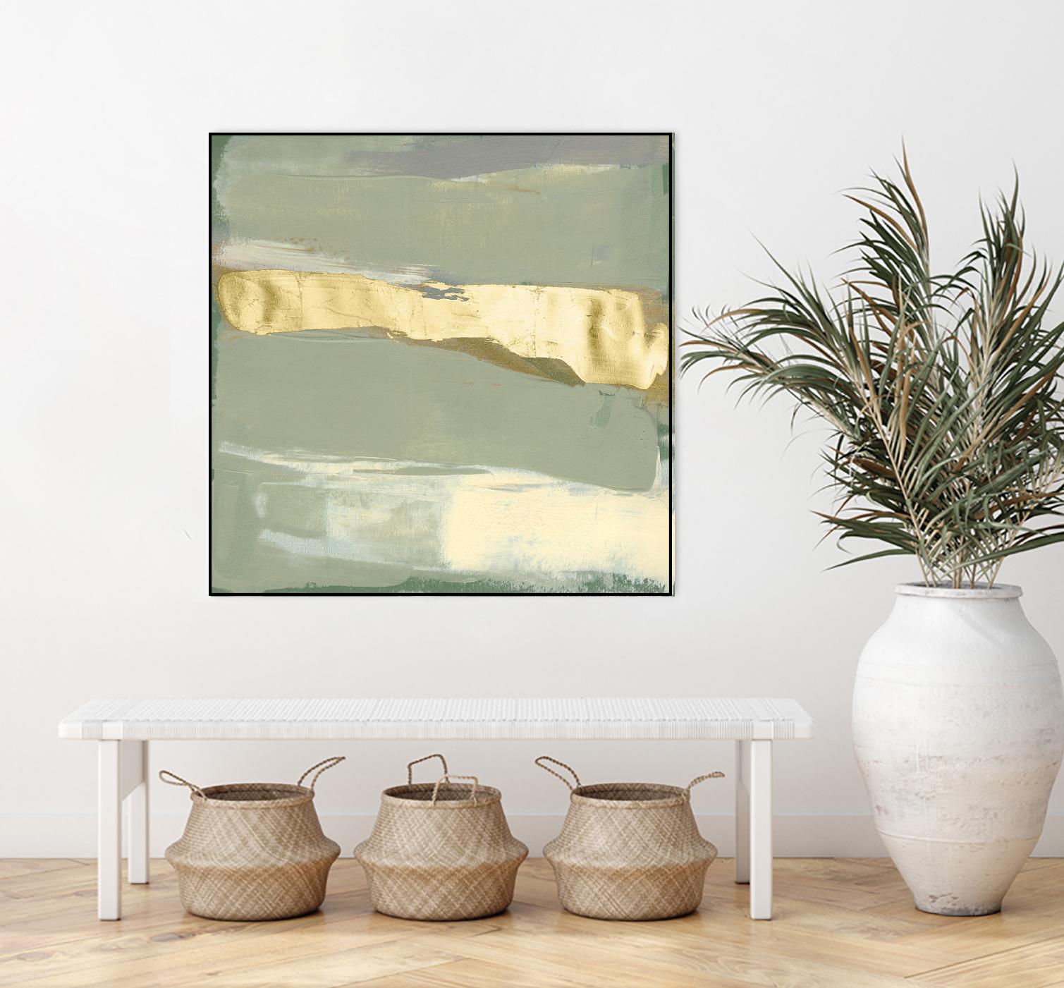 Sage & Gold Swipe III by Jennifer Goldberger on GIANT ART - gold abstract abstract