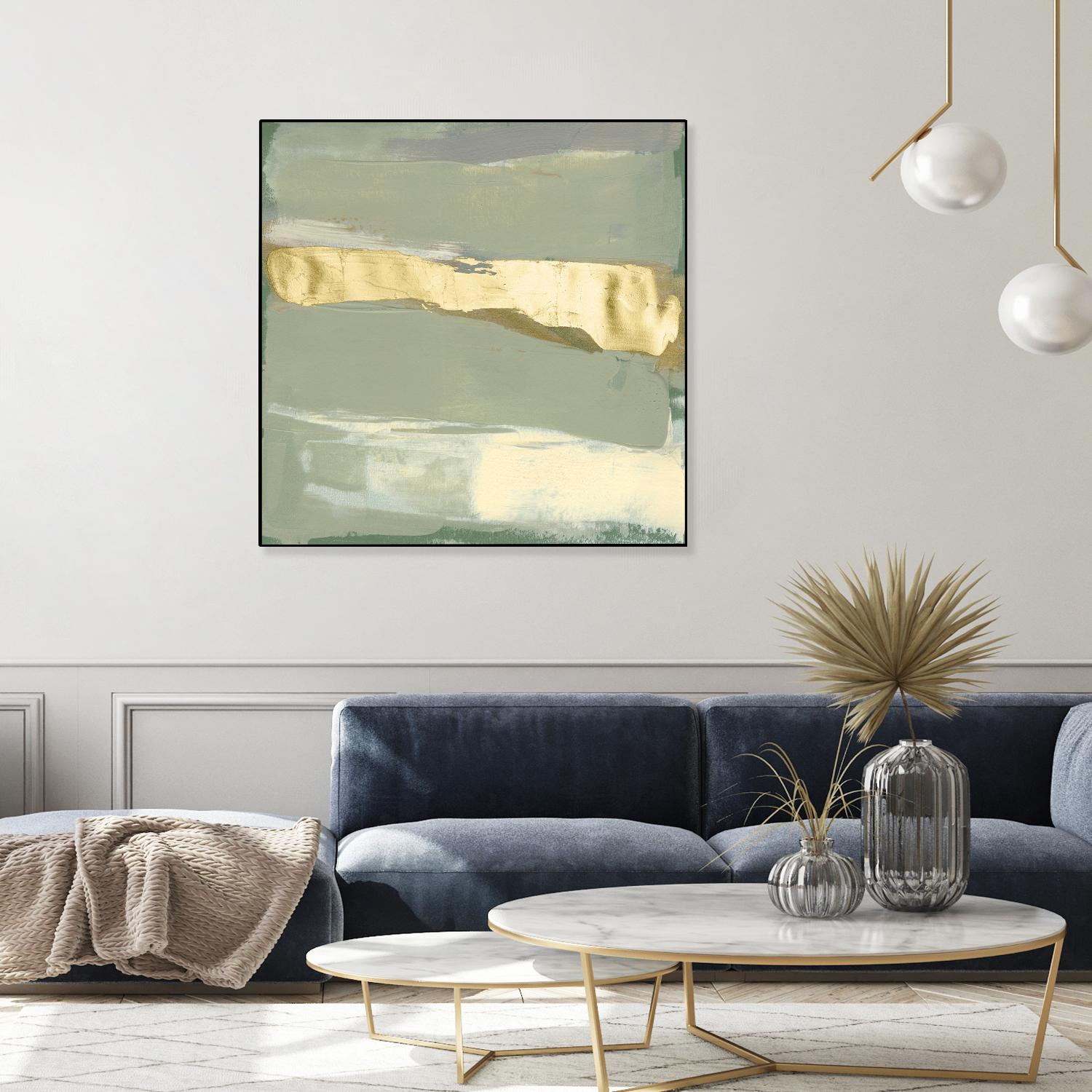 Sage & Gold Swipe III by Jennifer Goldberger on GIANT ART - gold abstract abstract