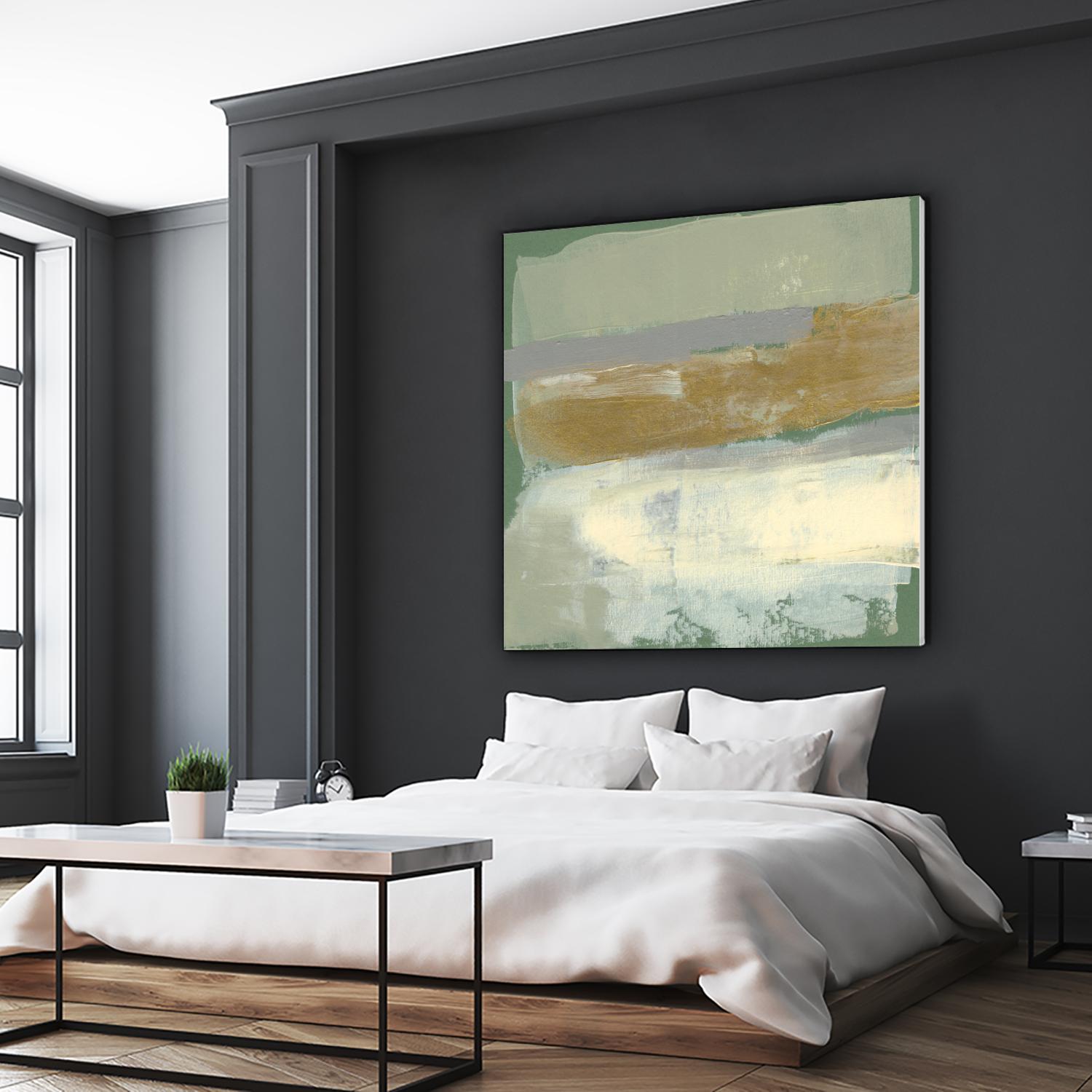 Sage & Gold Swipe IV by Jennifer Goldberger on GIANT ART - gold abstract abstract