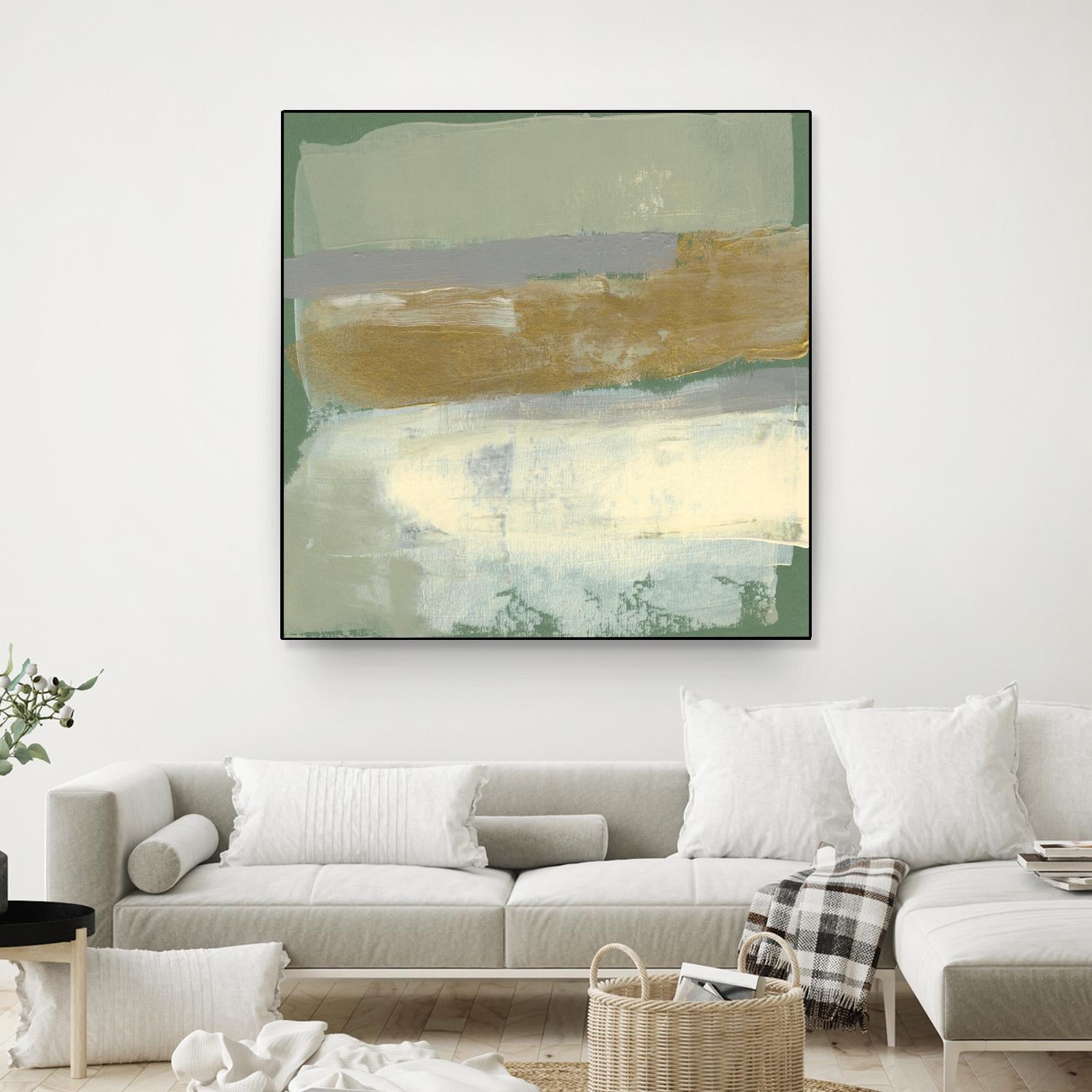 Sage & Gold Swipe IV by Jennifer Goldberger on GIANT ART - gold abstract abstract