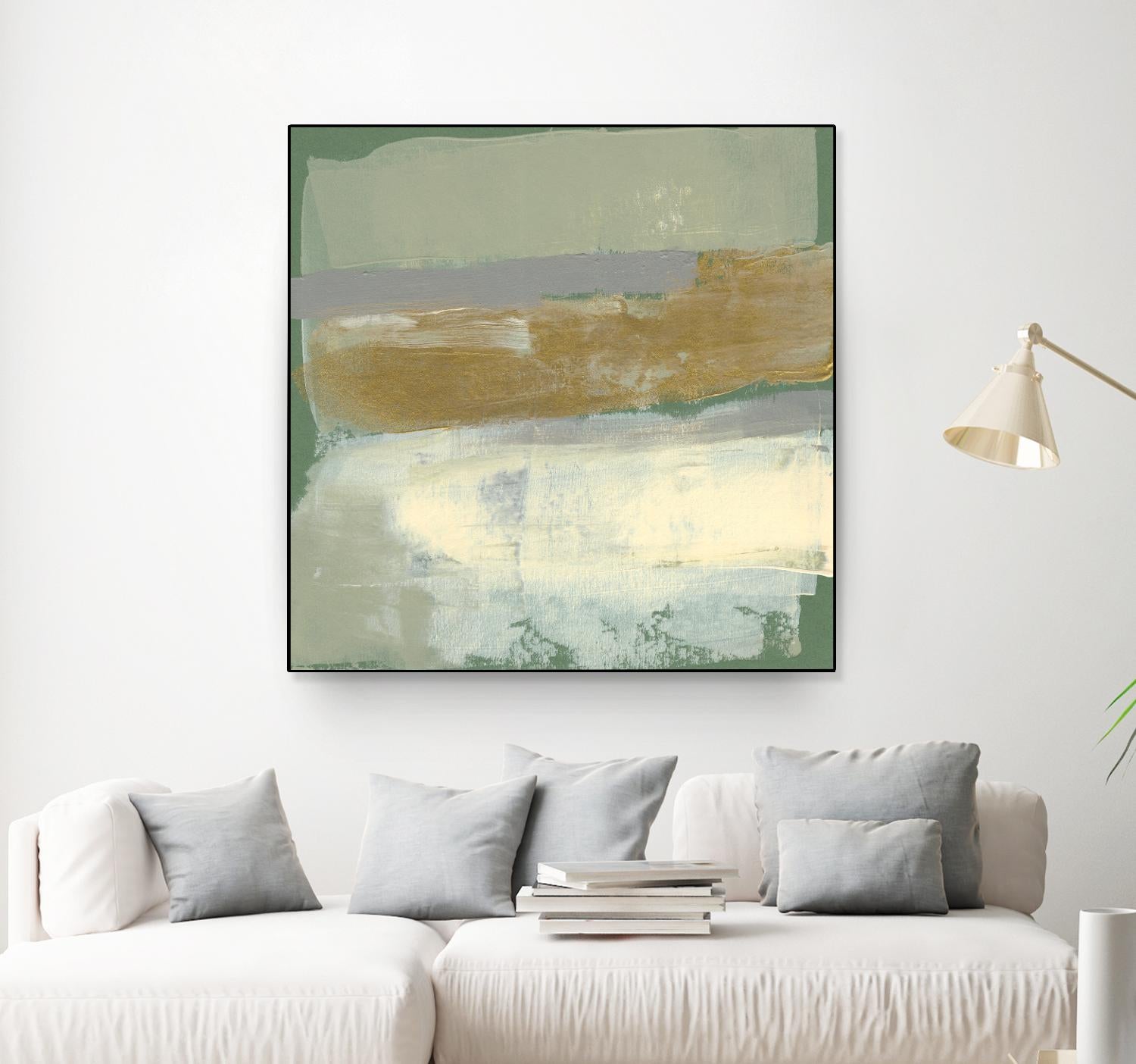 Sage & Gold Swipe IV by Jennifer Goldberger on GIANT ART - gold abstract abstract