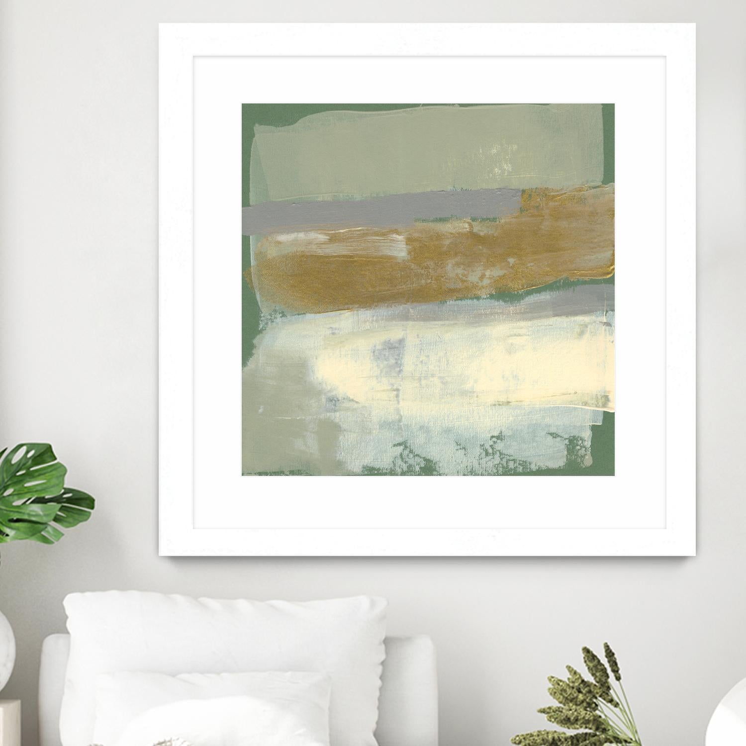 Sage & Gold Swipe IV by Jennifer Goldberger on GIANT ART - gold abstract abstract