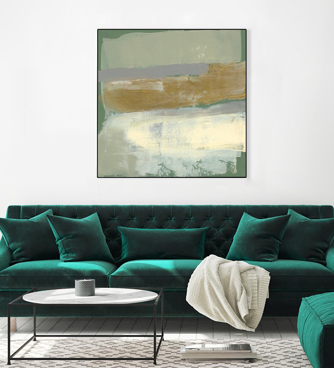 Sage & Gold Swipe IV by Jennifer Goldberger on GIANT ART - gold abstract abstract