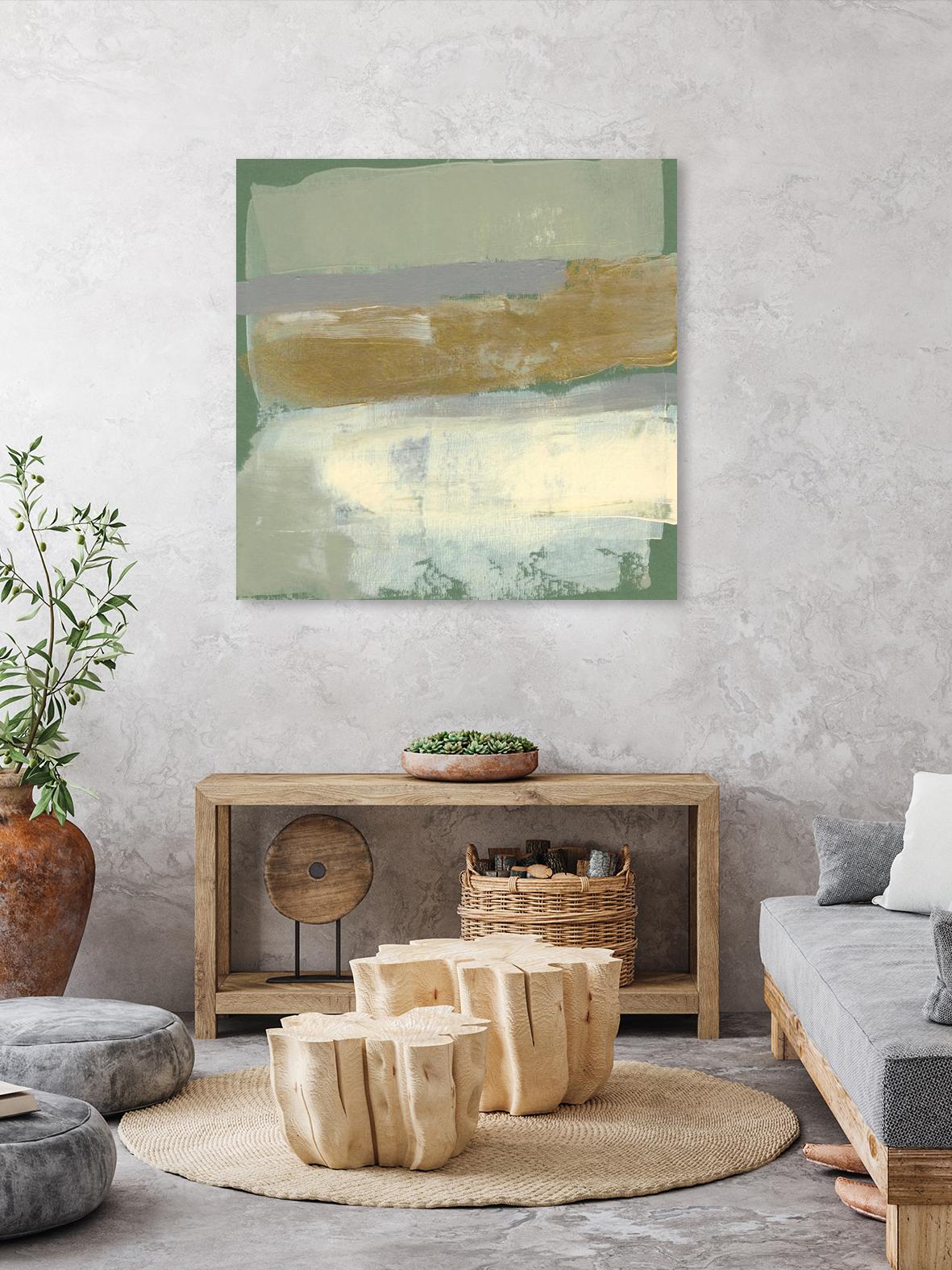 Sage & Gold Swipe IV by Jennifer Goldberger on GIANT ART - gold abstract abstract