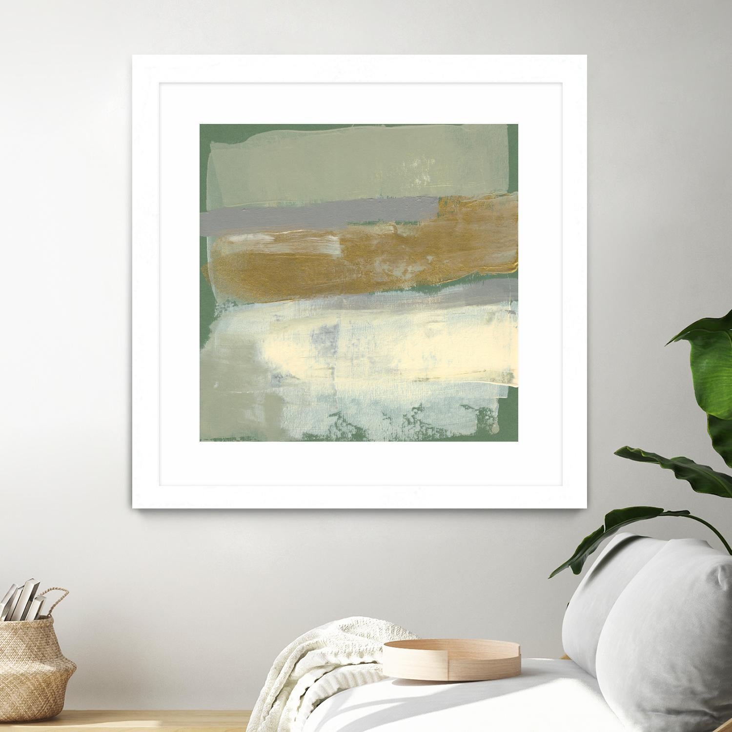 Sage & Gold Swipe IV by Jennifer Goldberger on GIANT ART - gold abstract abstract