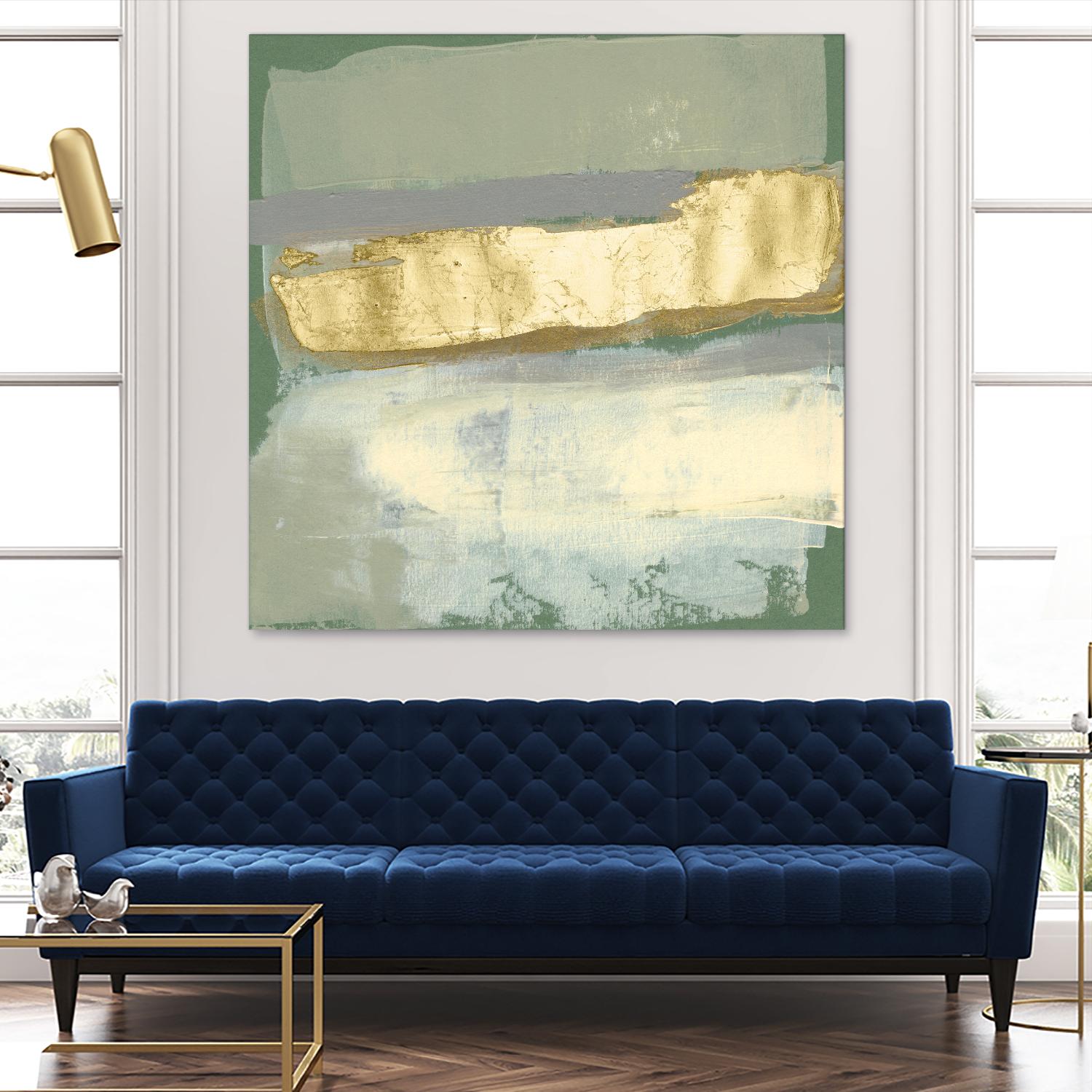 Sage & Gold Swipe IV by Jennifer Goldberger on GIANT ART - gold abstract abstract