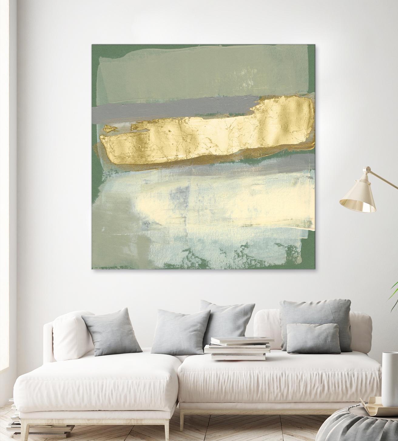 Sage & Gold Swipe IV by Jennifer Goldberger on GIANT ART - gold abstract abstract