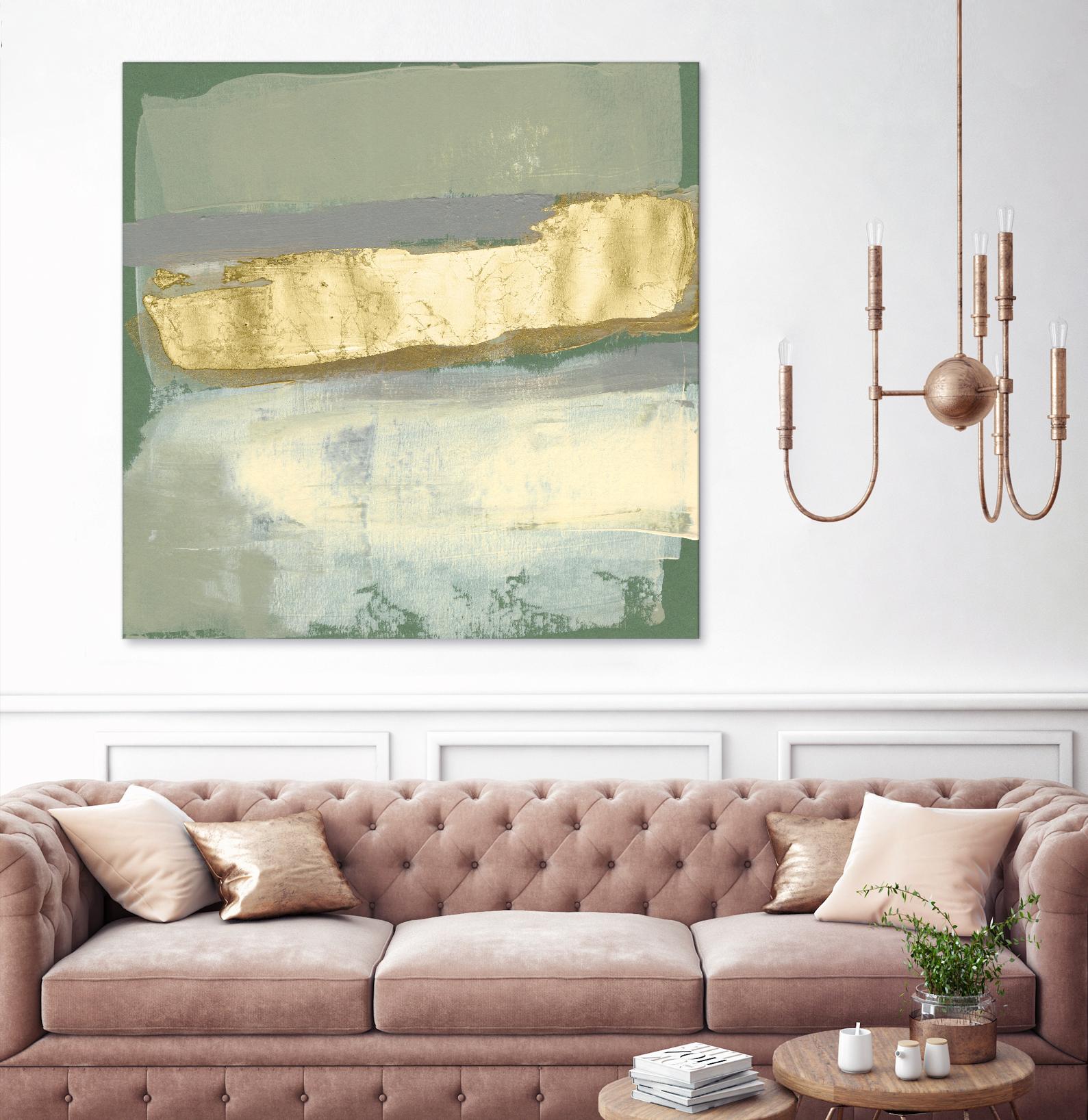 Sage & Gold Swipe IV by Jennifer Goldberger on GIANT ART - gold abstract abstract