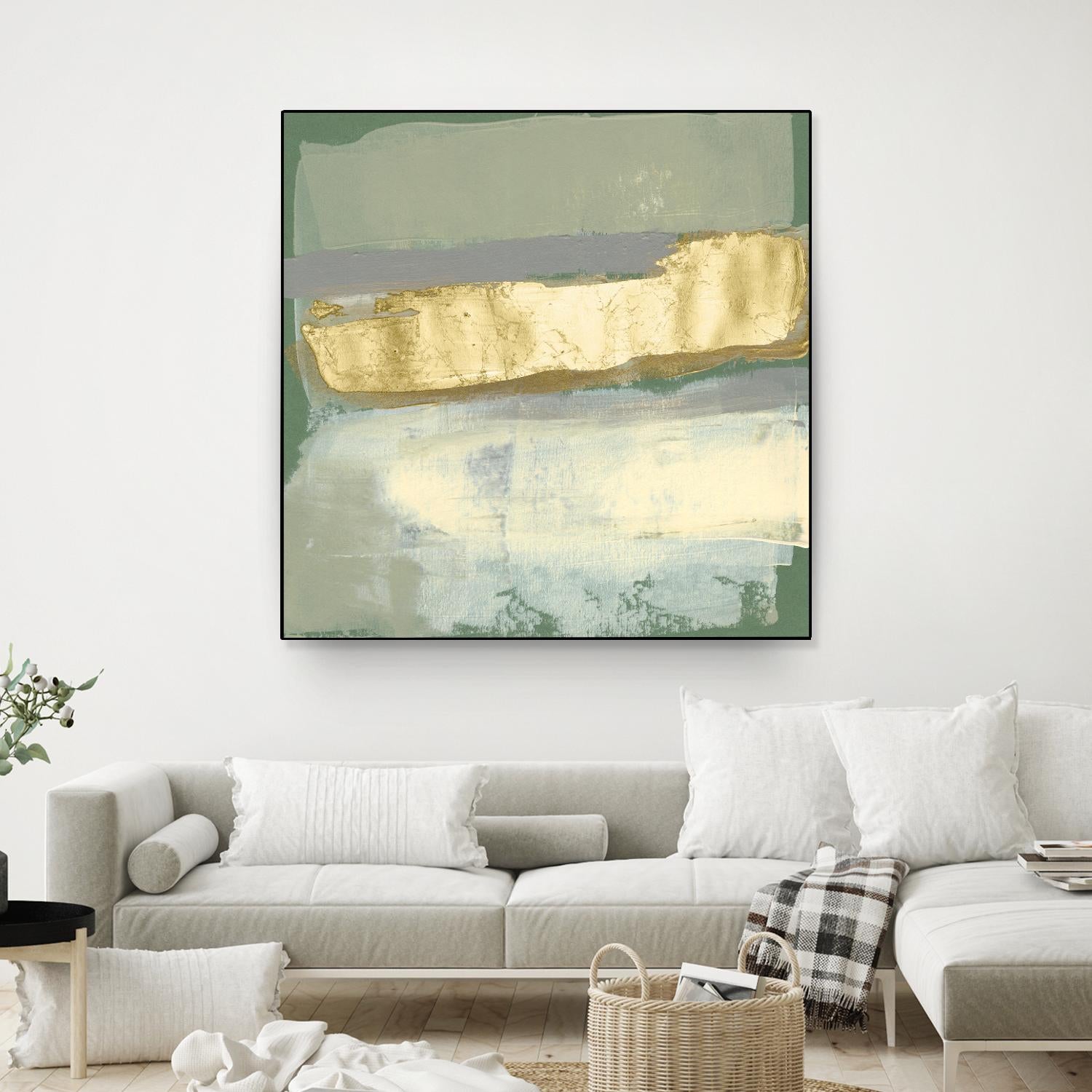 Sage & Gold Swipe IV by Jennifer Goldberger on GIANT ART - gold abstract abstract