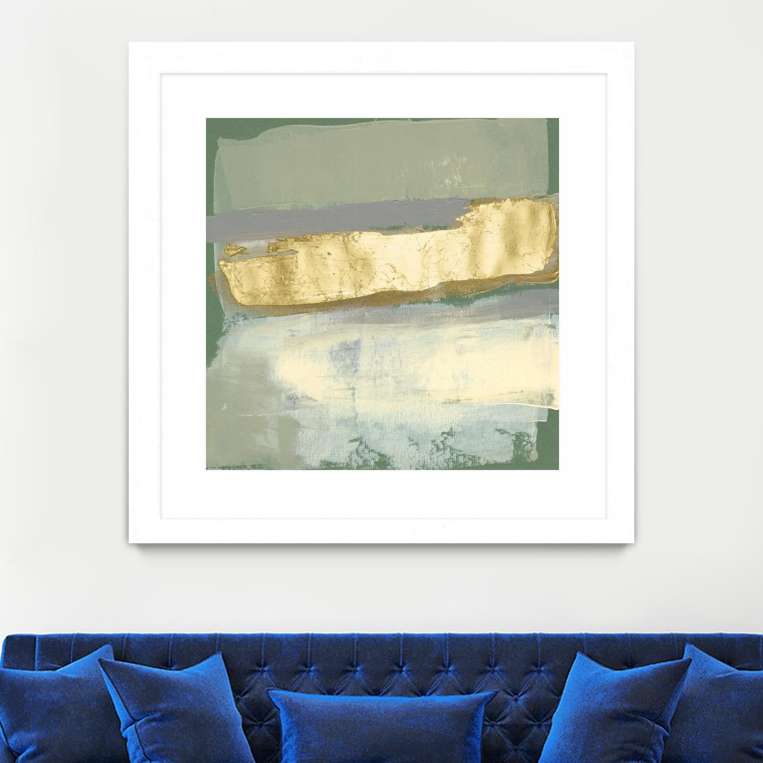 Sage & Gold Swipe IV by Jennifer Goldberger on GIANT ART - gold abstract abstract