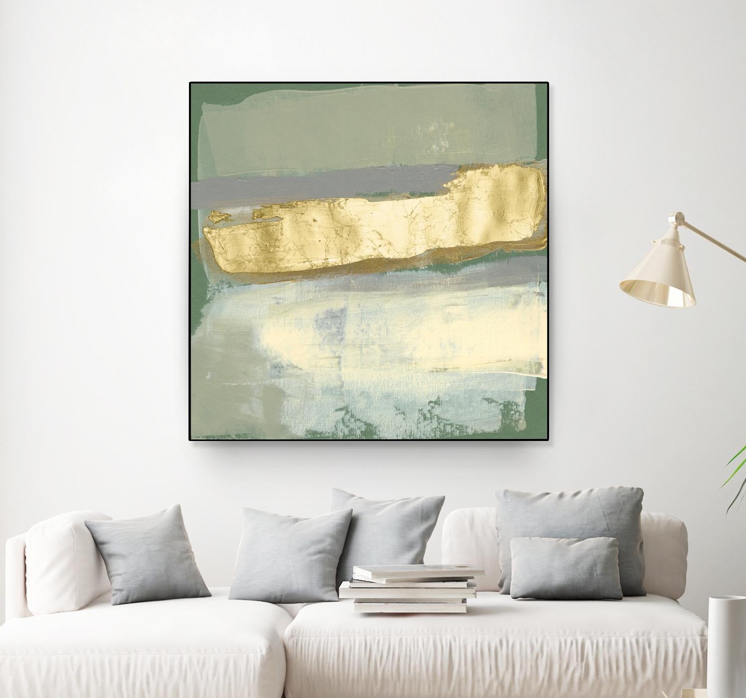 Sage & Gold Swipe IV by Jennifer Goldberger on GIANT ART - gold abstract abstract