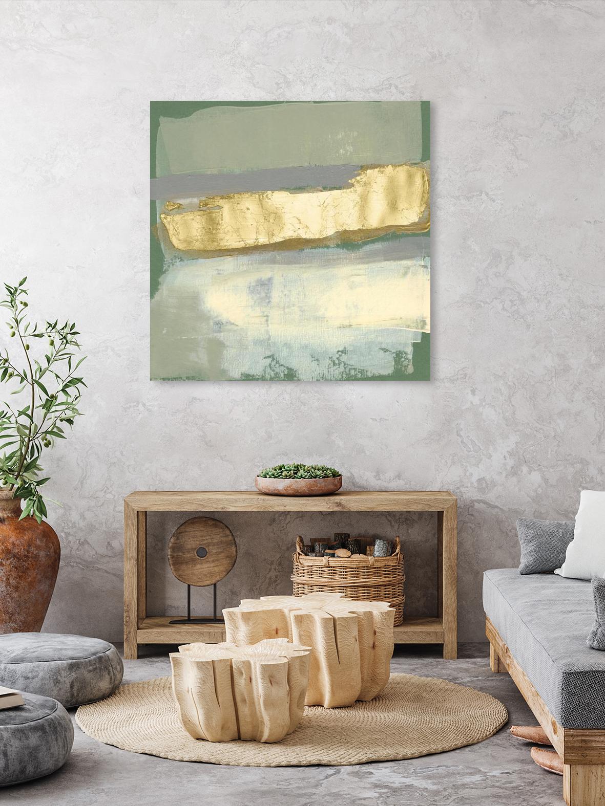 Sage & Gold Swipe IV by Jennifer Goldberger on GIANT ART - gold abstract abstract