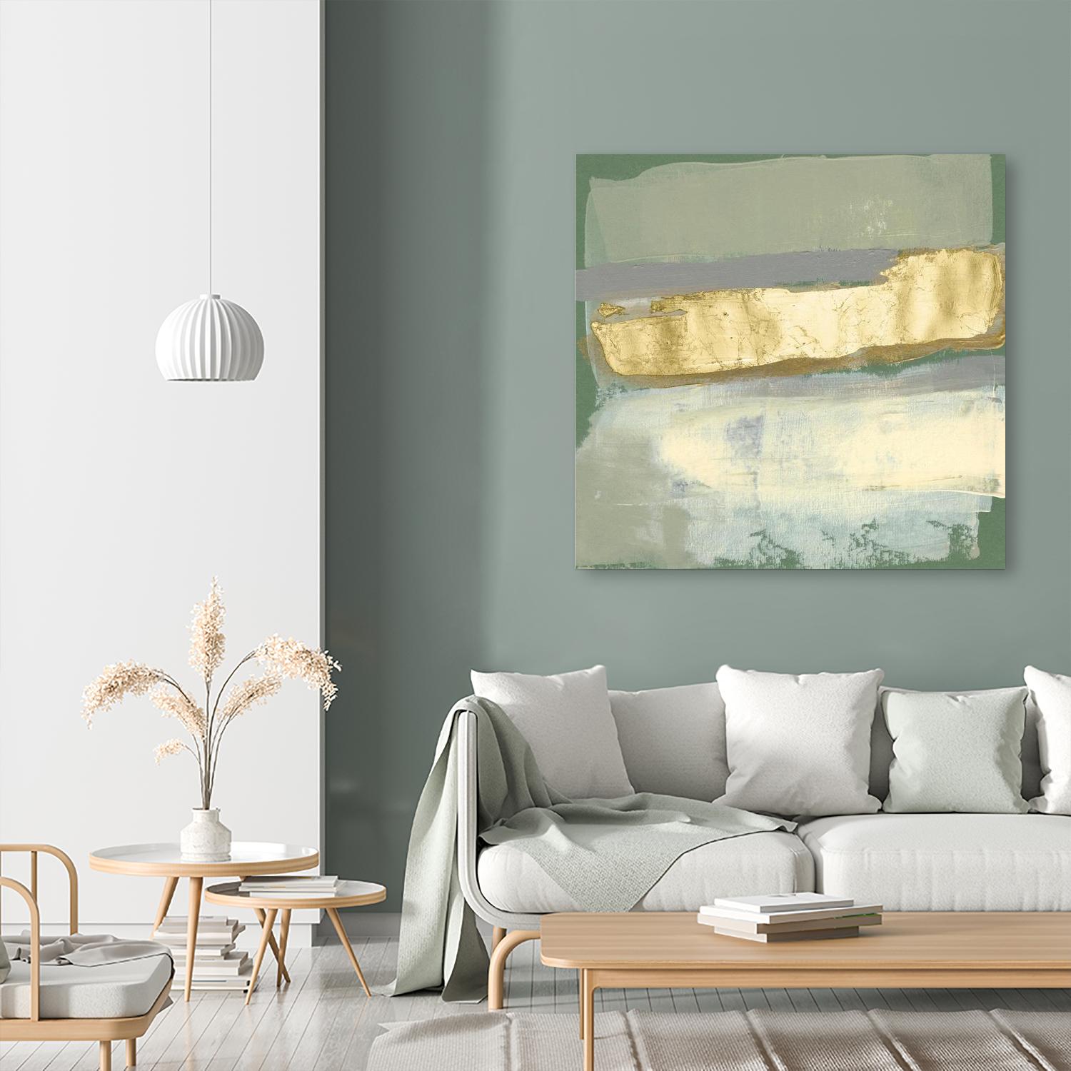 Sage & Gold Swipe IV by Jennifer Goldberger on GIANT ART - gold abstract abstract