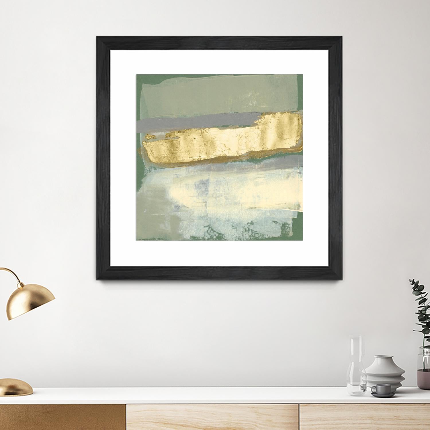 Sage & Gold Swipe IV by Jennifer Goldberger on GIANT ART - gold abstract abstract