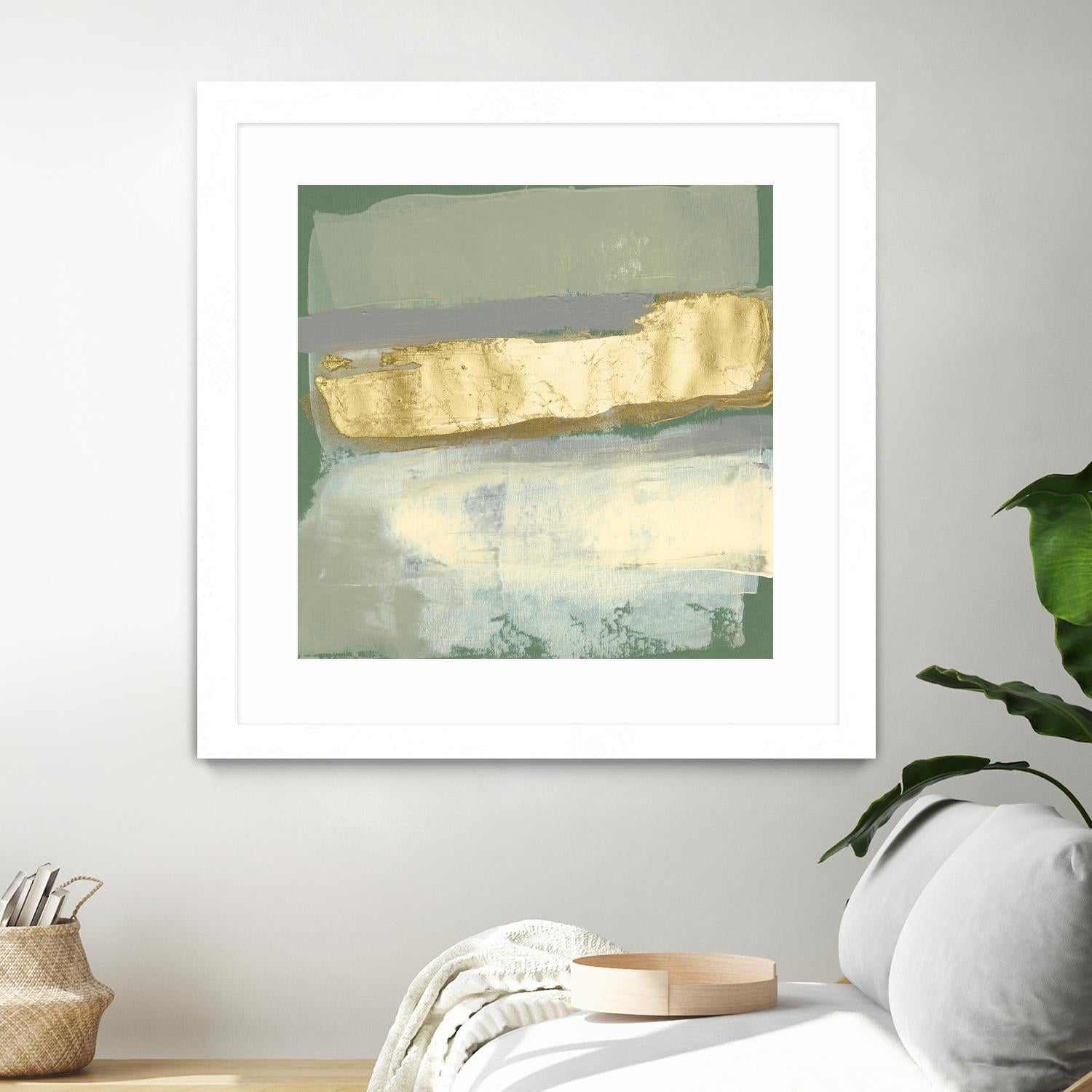 Sage & Gold Swipe IV by Jennifer Goldberger on GIANT ART - gold abstract abstract