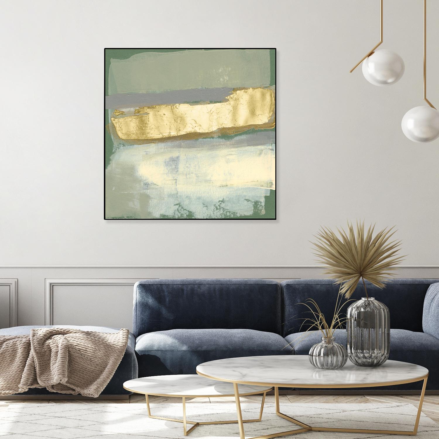 Sage & Gold Swipe IV by Jennifer Goldberger on GIANT ART - gold abstract abstract