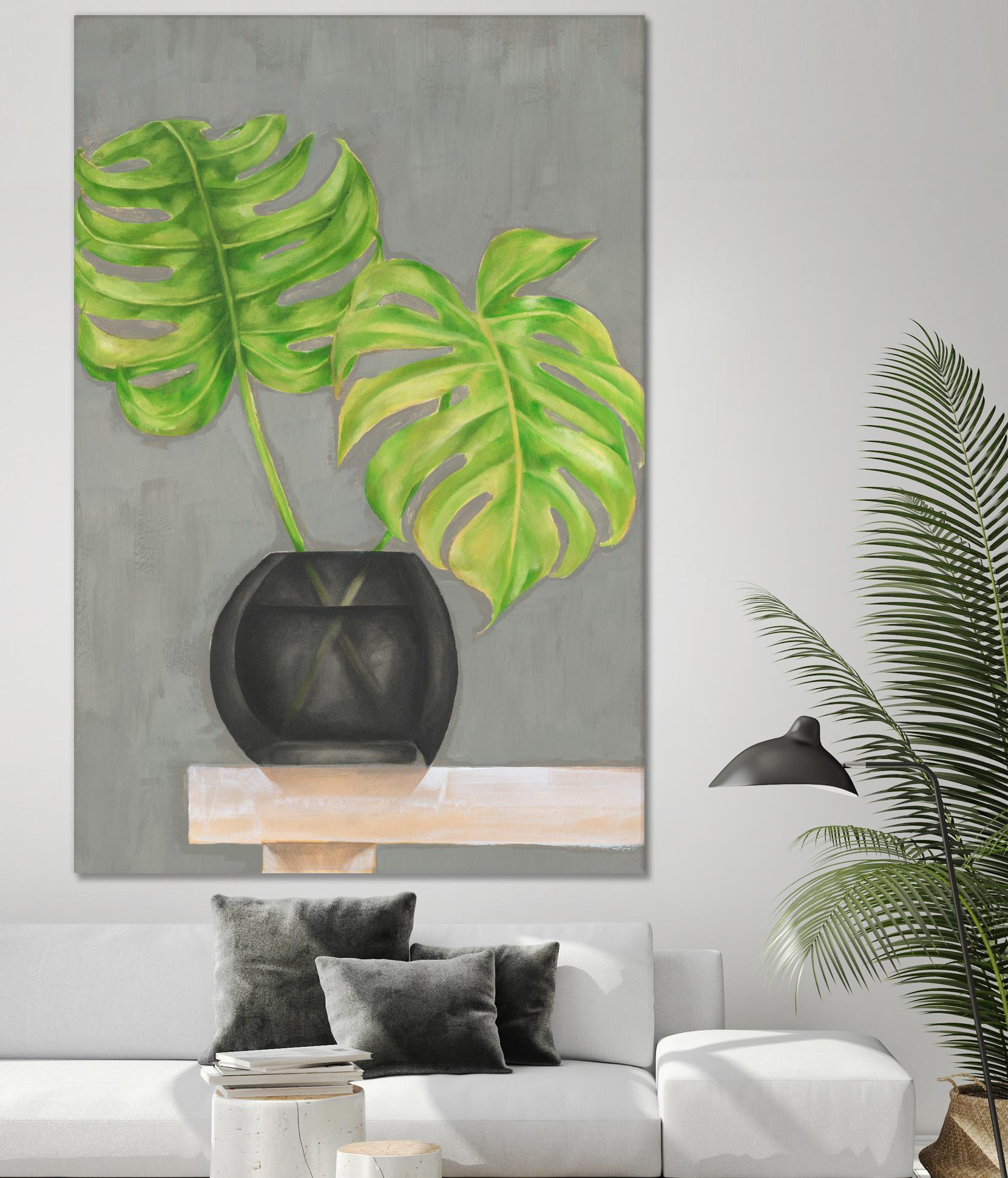 Frond in Vase I by Jennifer Goldberger on GIANT ART - beige botanicals plant