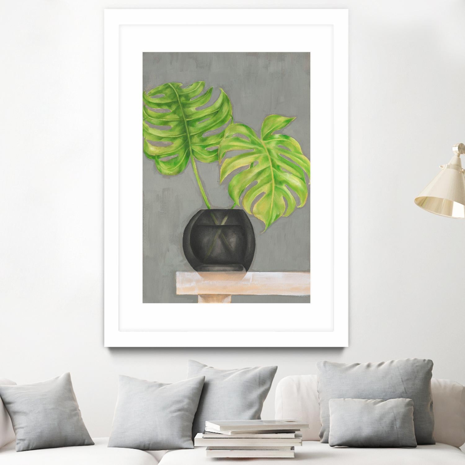 Frond in Vase I by Jennifer Goldberger on GIANT ART - beige botanicals plant