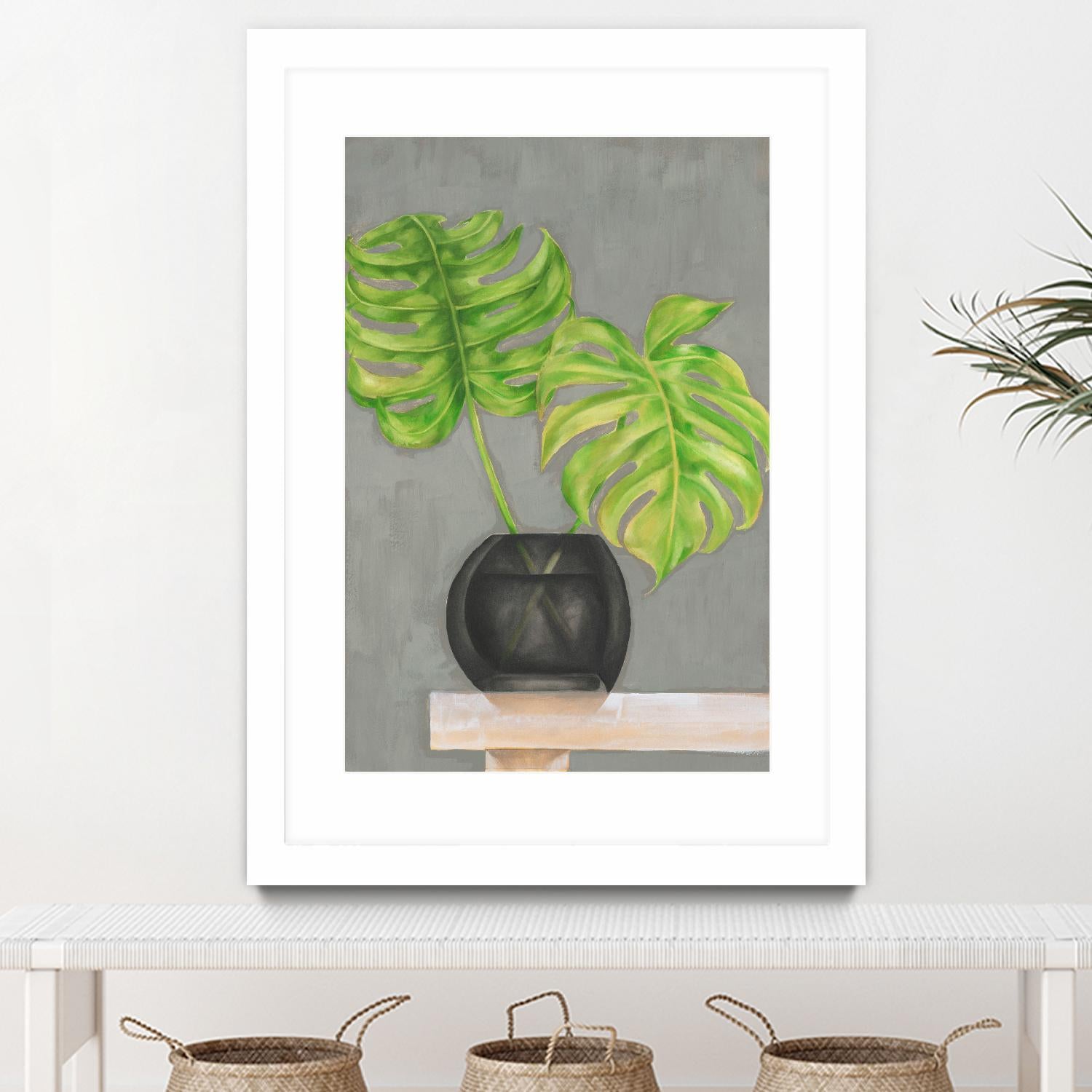 Frond in Vase I by Jennifer Goldberger on GIANT ART - beige botanicals plant