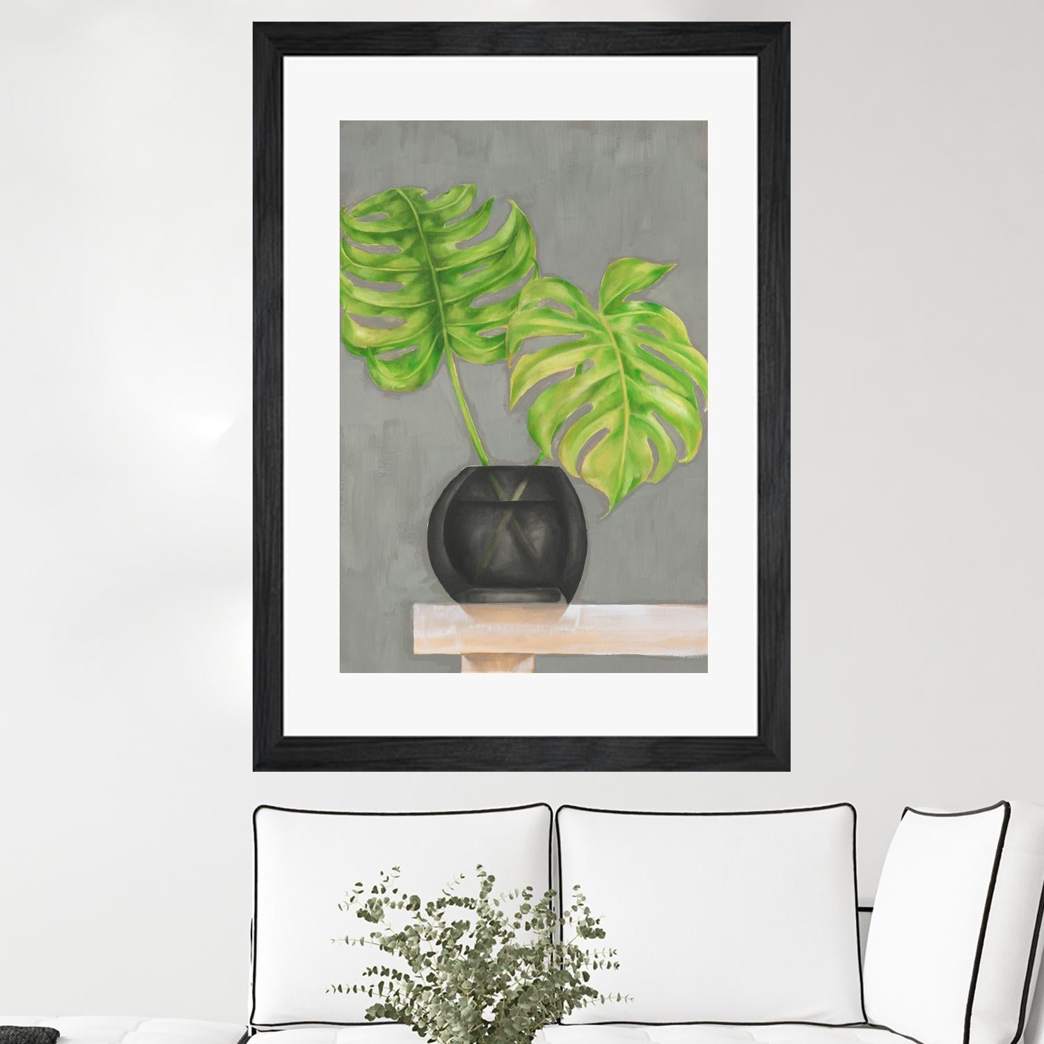 Frond in Vase I by Jennifer Goldberger on GIANT ART - beige botanicals plant