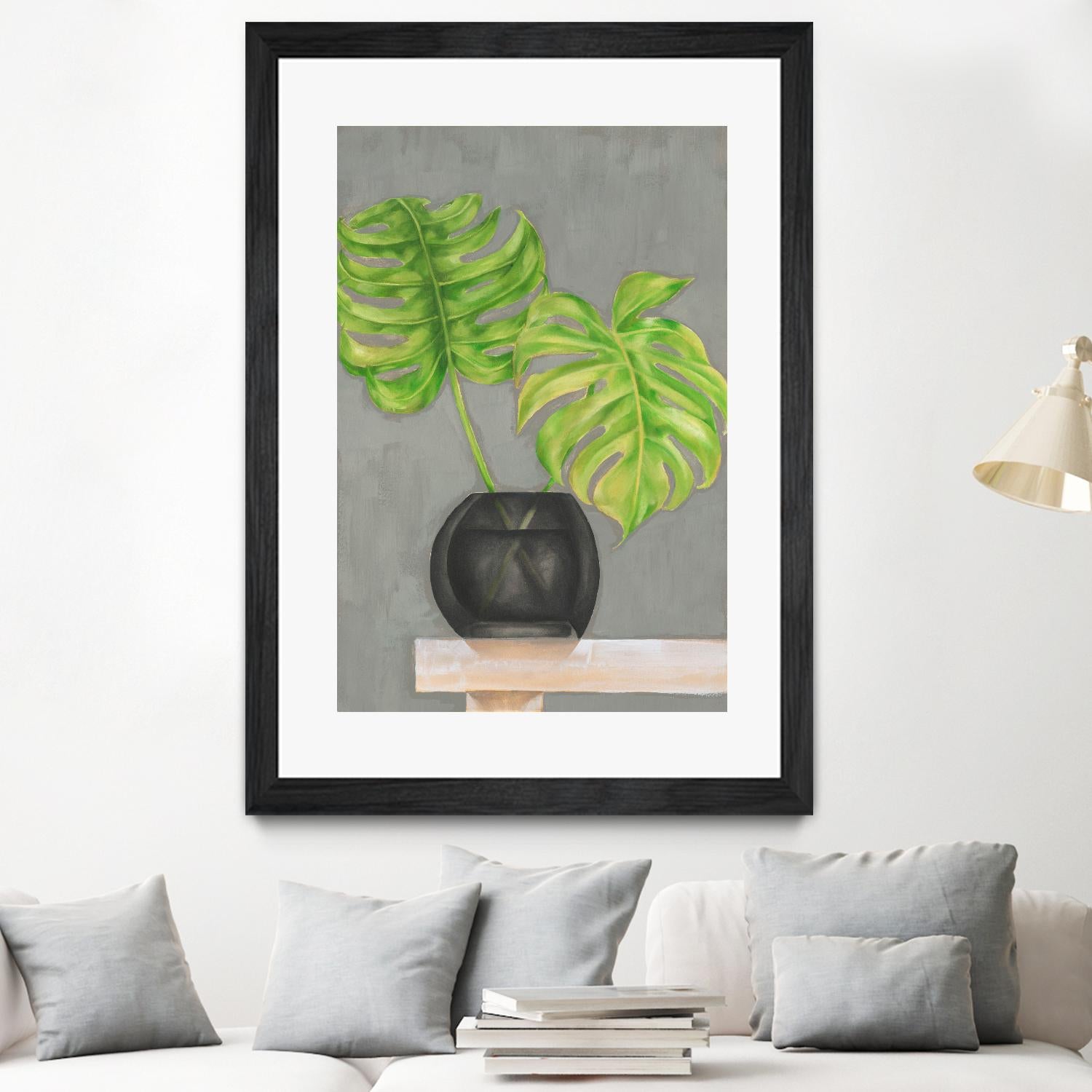 Frond in Vase I by Jennifer Goldberger on GIANT ART - beige botanicals plant