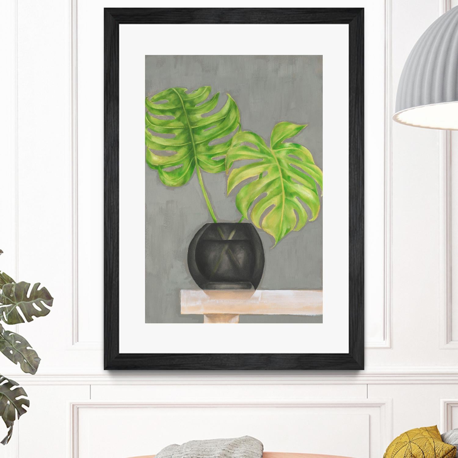 Frond in Vase I by Jennifer Goldberger on GIANT ART - beige botanicals plant