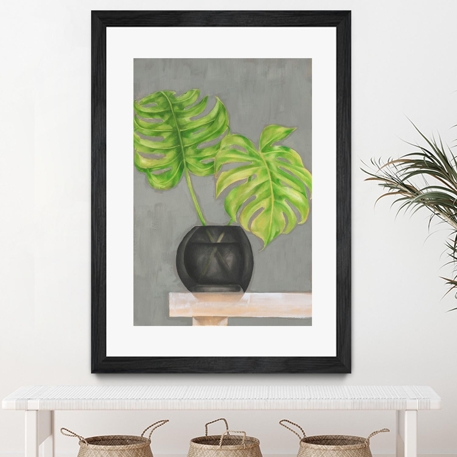 Frond in Vase I by Jennifer Goldberger on GIANT ART - beige botanicals plant